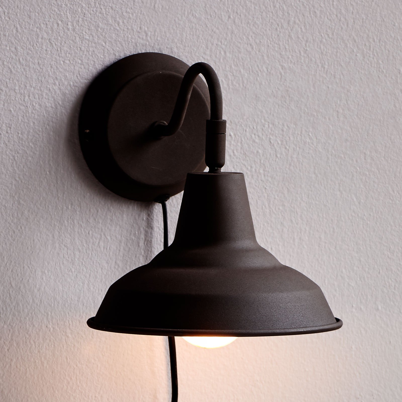 Nordlux Andy wall light in rust with a cable and plug, for Living / Dining Room, metal, E27, 15 W, energy efficiency: A++, W: 20 cm, H: 23 cm