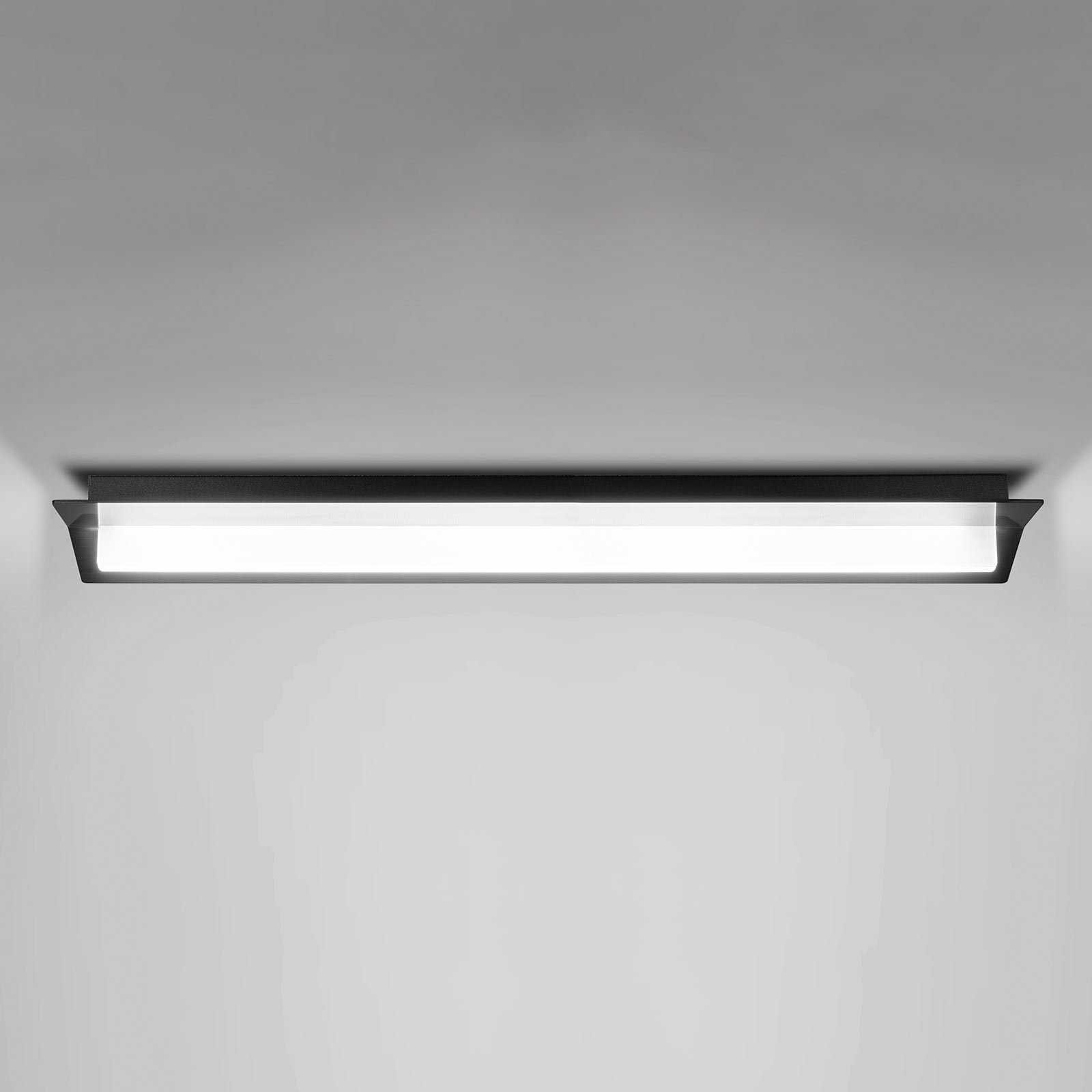 Linea Light Flurry LED ceiling light, 70 cm, black, for Living / Dining Room, aluminium, acrylic, 24 W, energy efficiency: A+, L: 70 cm, W: 20 cm, H: 6.7 cm