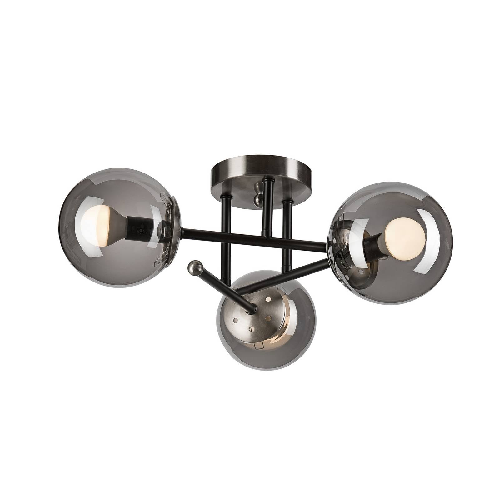 Deckenleuchte Malena, Ø 19 cm, rauchgrau, Glas/Metall 3-flg.