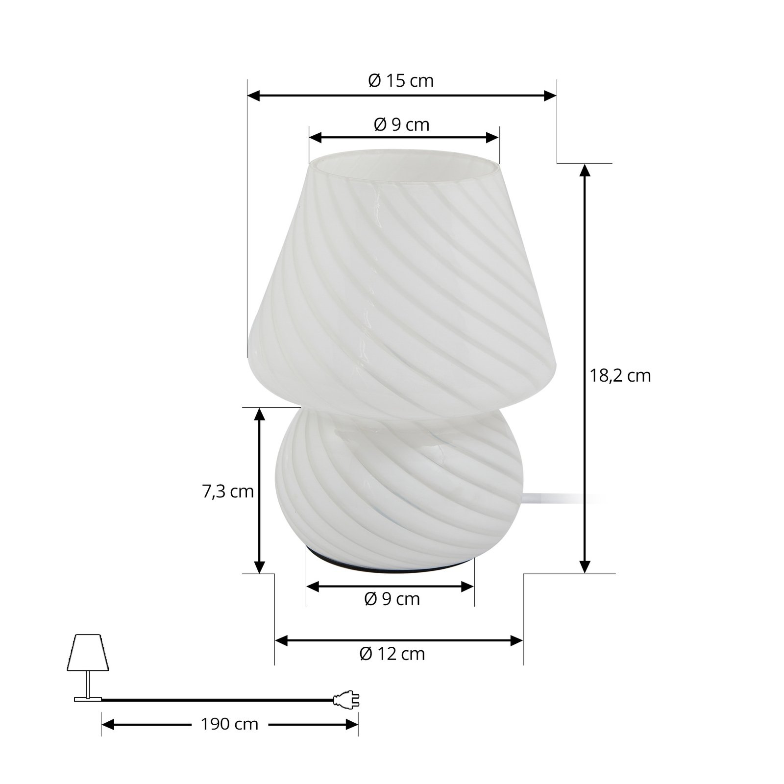 Lampă de masă Lindby Andriana, alb, sticlă, Ø 15 cm