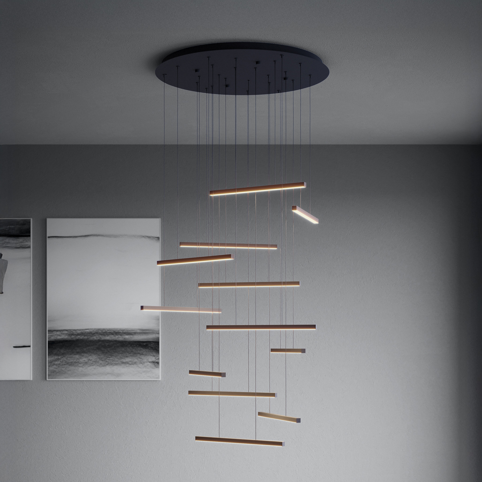 Stars of Light LED висяща лампа Lindoza, черна, 44 см, 12-лампова