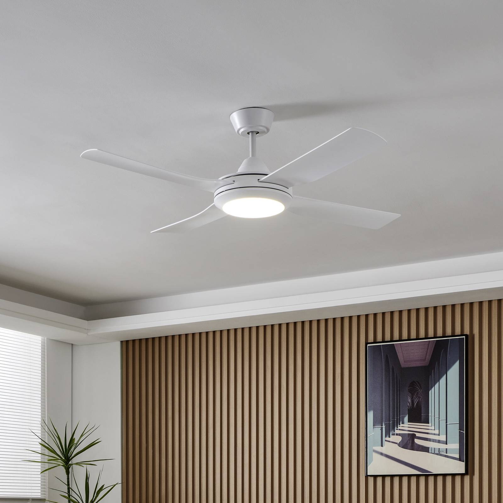 Stropný ventilátor Bondi 1, LED, diaľkové ovládanie, CCT, biely