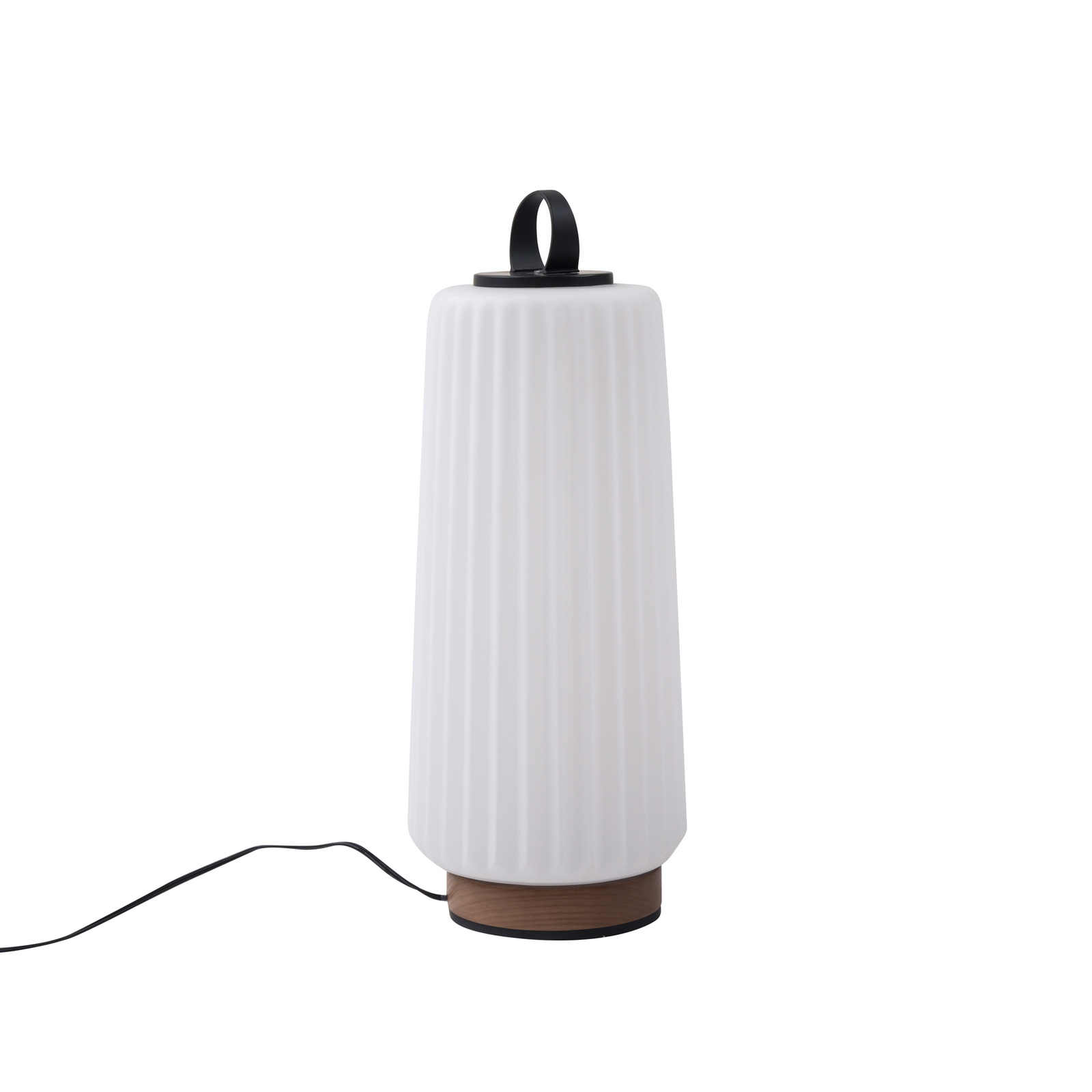 Stolná LED lampa Lucande Liepa, biela, sklo, drevo, stmievateľná