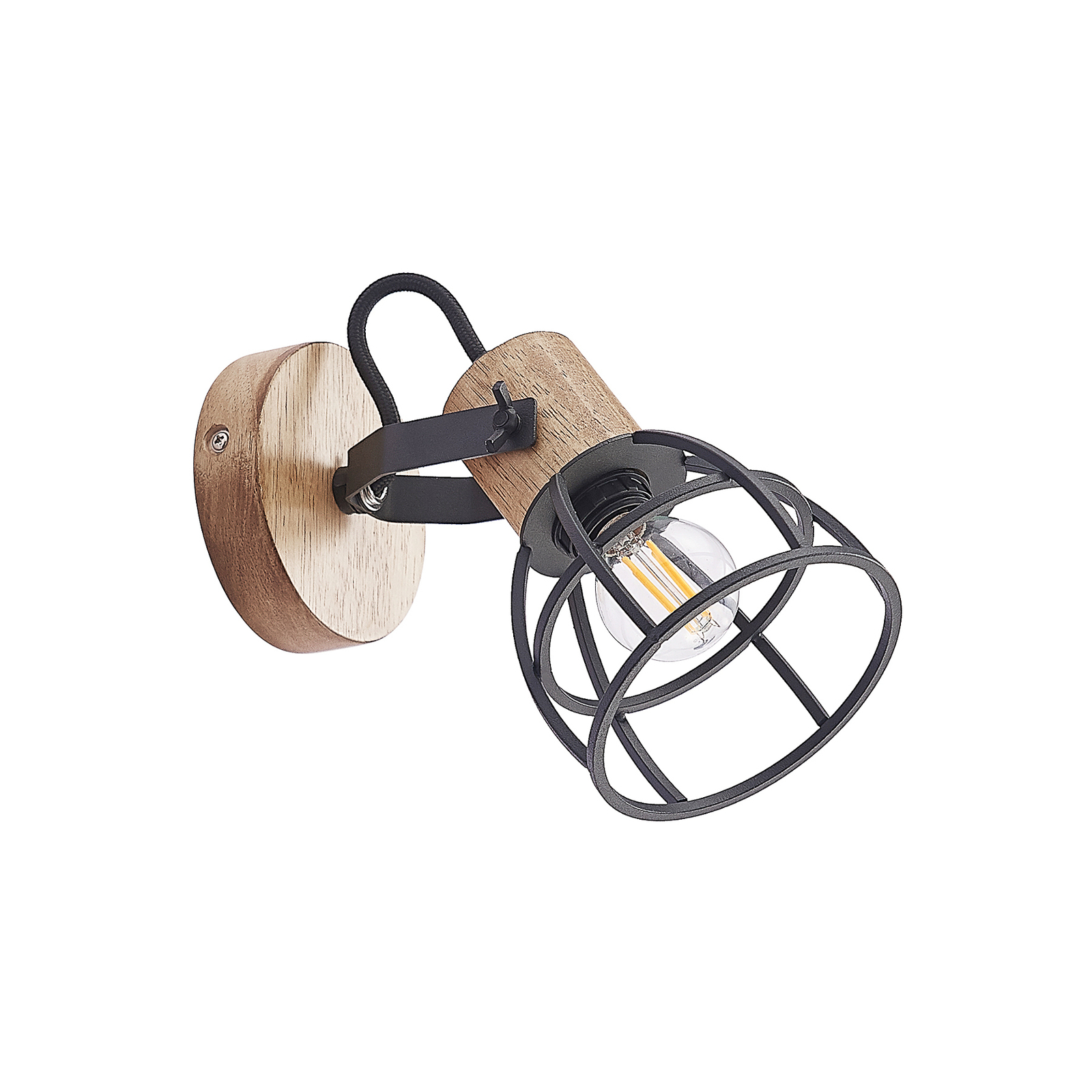 Lindby Flintos spot cage, à 1 lampe, bois clair