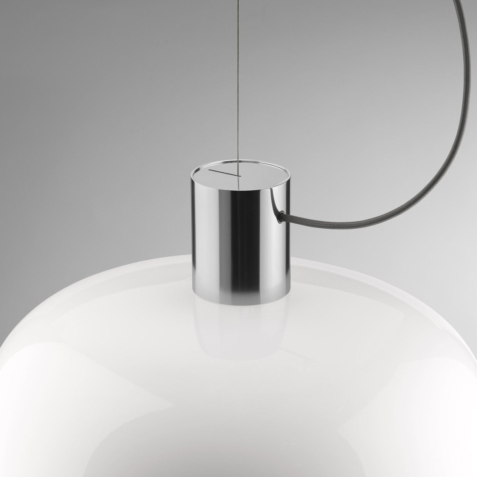 Lampa wisząca FLOS Bellhop Glass S2, kolor aluminium, Ø 45 cm