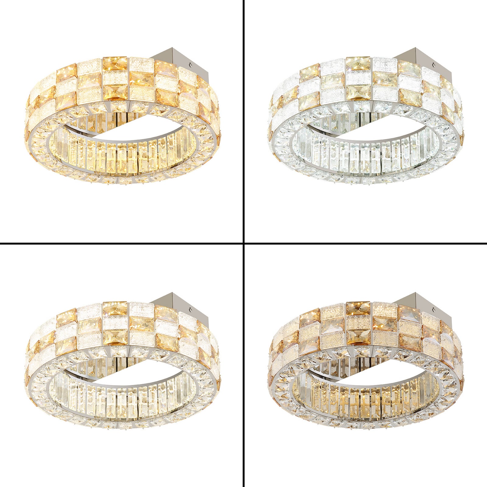 LED-Deckenleuchte Lidia, amber/klar, Glas, CCT, dimmbar