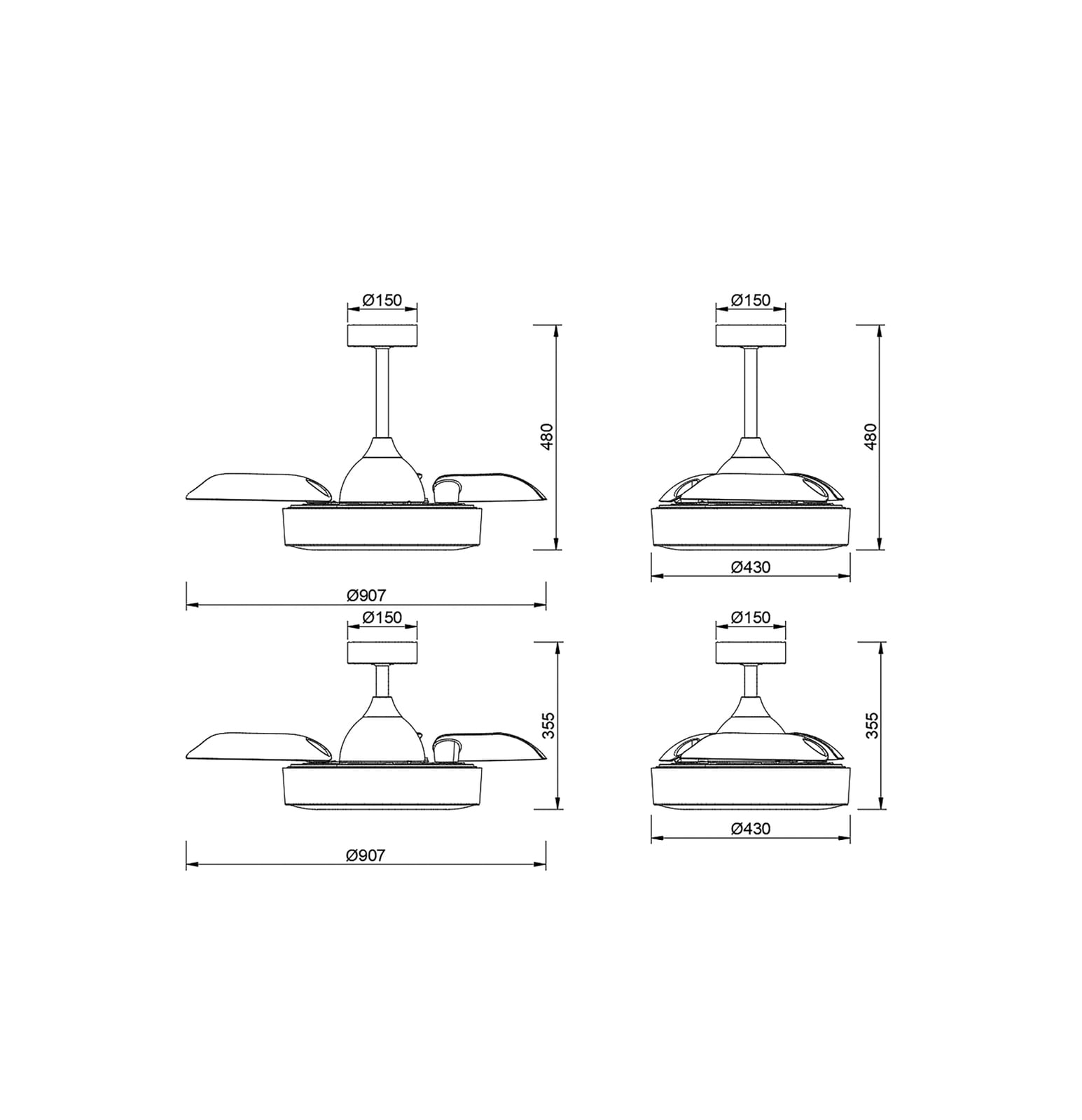 Coin Mini LED-Deckenventilator weiß DC leise Ø91 cm - Mantra