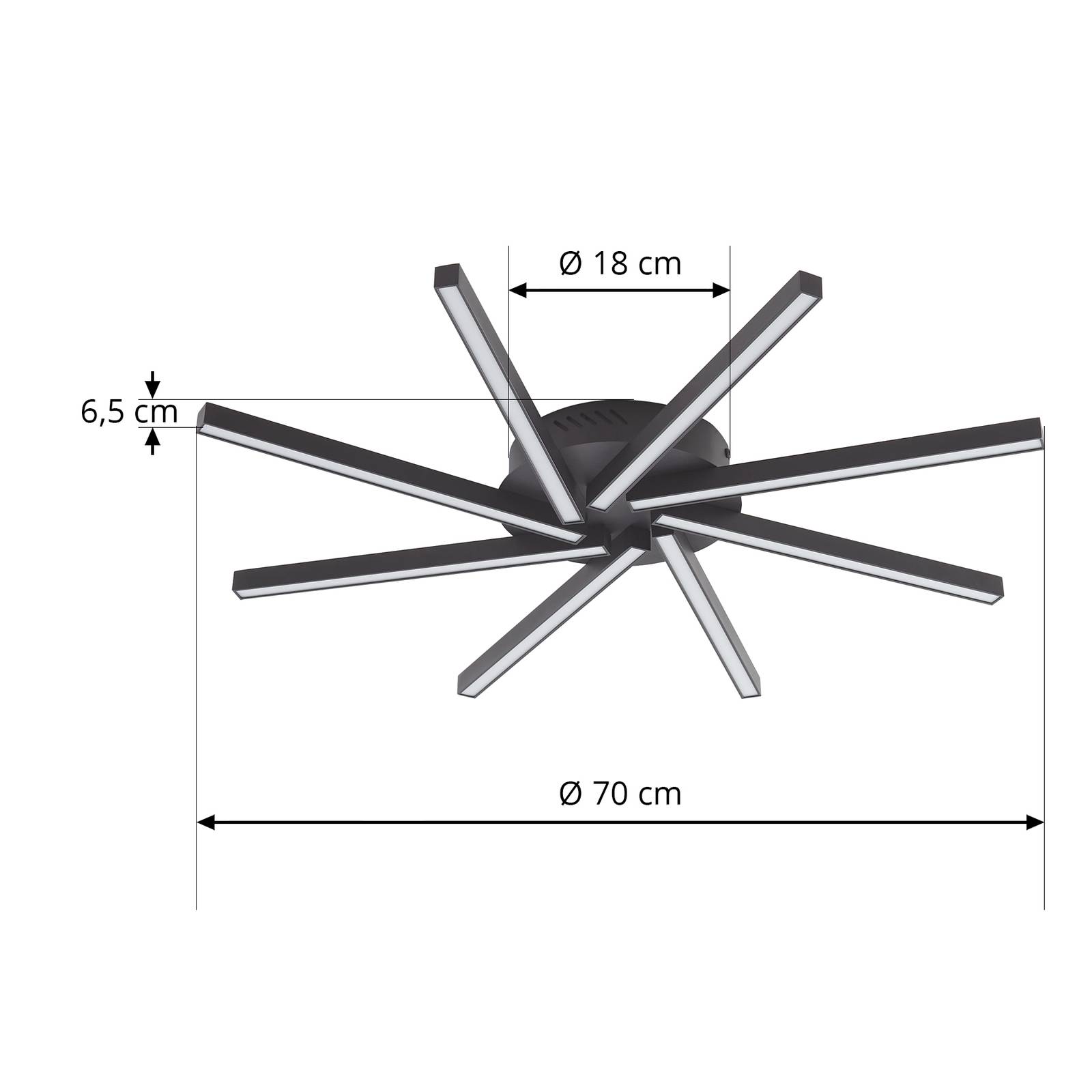 Lampa sufitowa Lucande LED Tjado, Ø 70 cm, czarna, metalowa