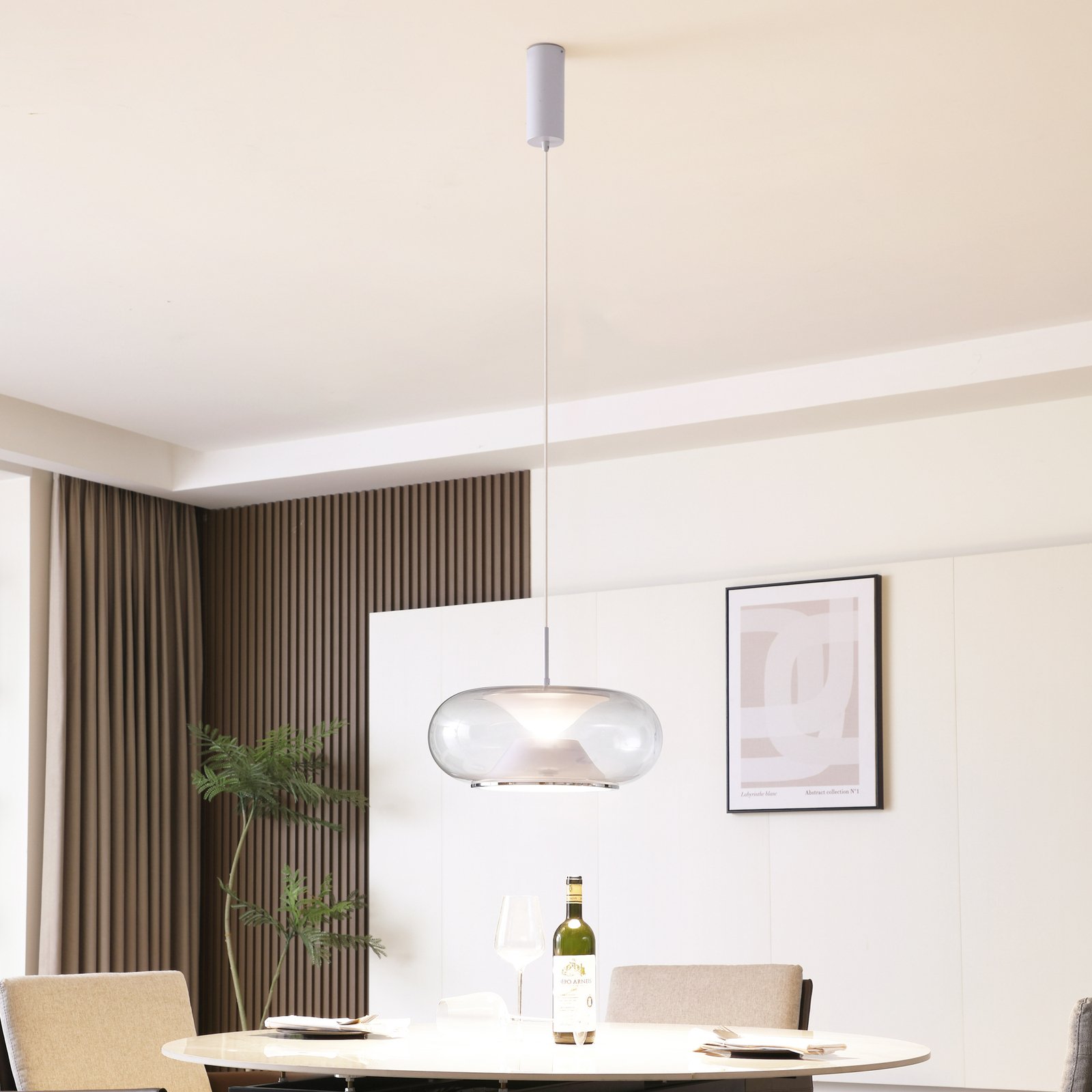 Lucande Orasa LED hanglamp, glas, wit/helder, Ø 43 cm