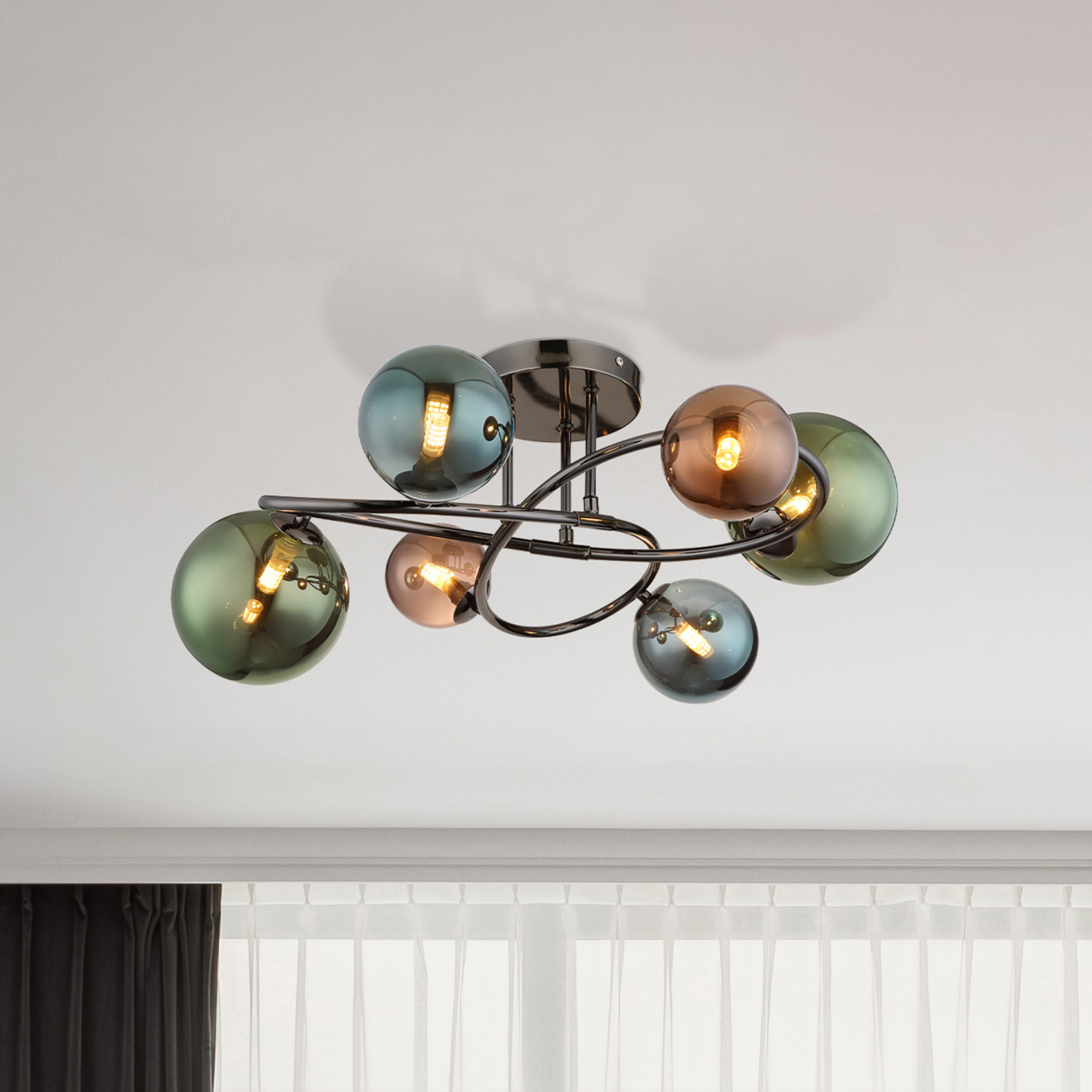 Deckenlampe Riha, Ø 65 cm, bunt, Glas/Metall