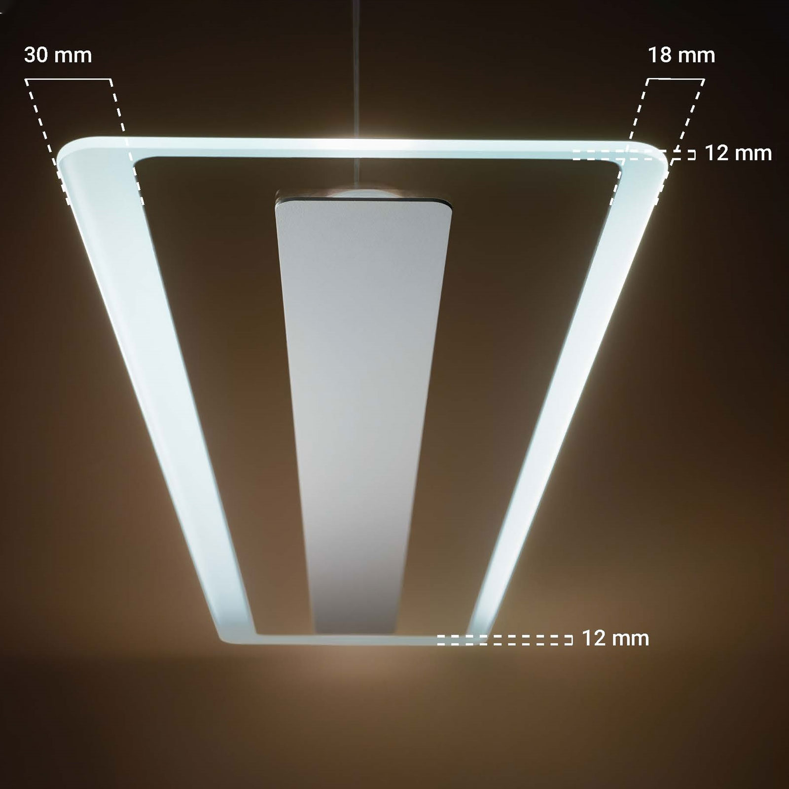 Suspension LED Antille verre rectangulaire blanche