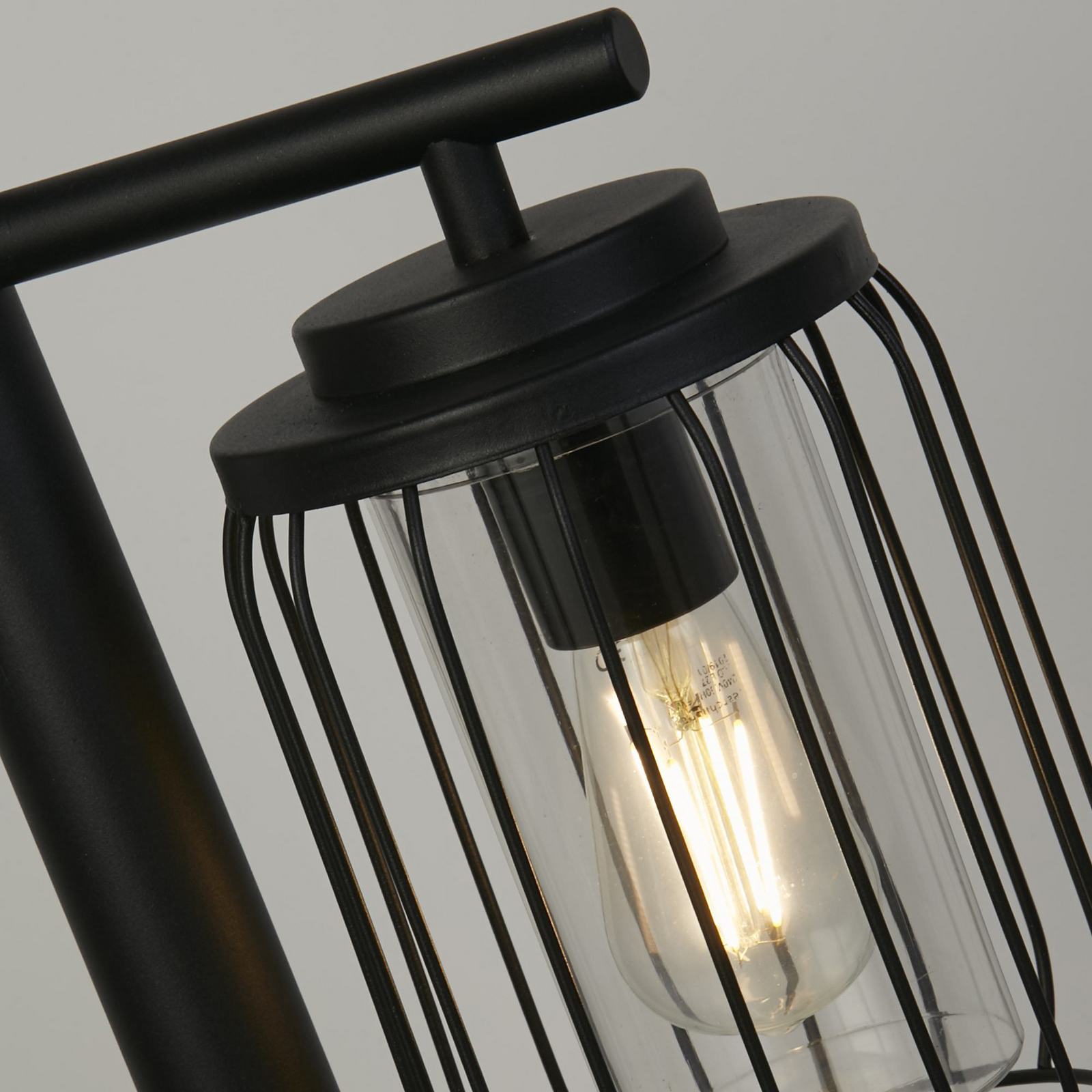 Borne lumineuse Reed, IP44, noir, hauteur 100 cm, métal