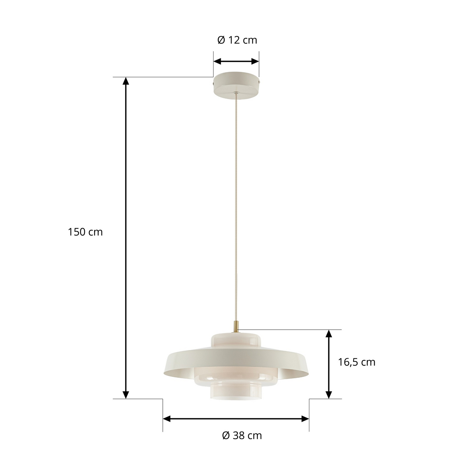 Żyrandol Rico, beżowa, Ø 38 cm, metal/szkło – Nola