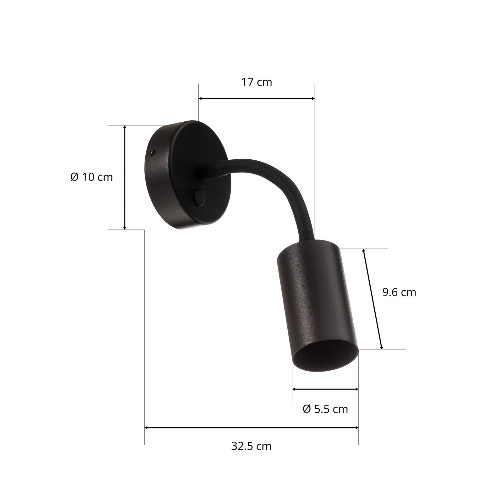 Eye Flex S wall light, black