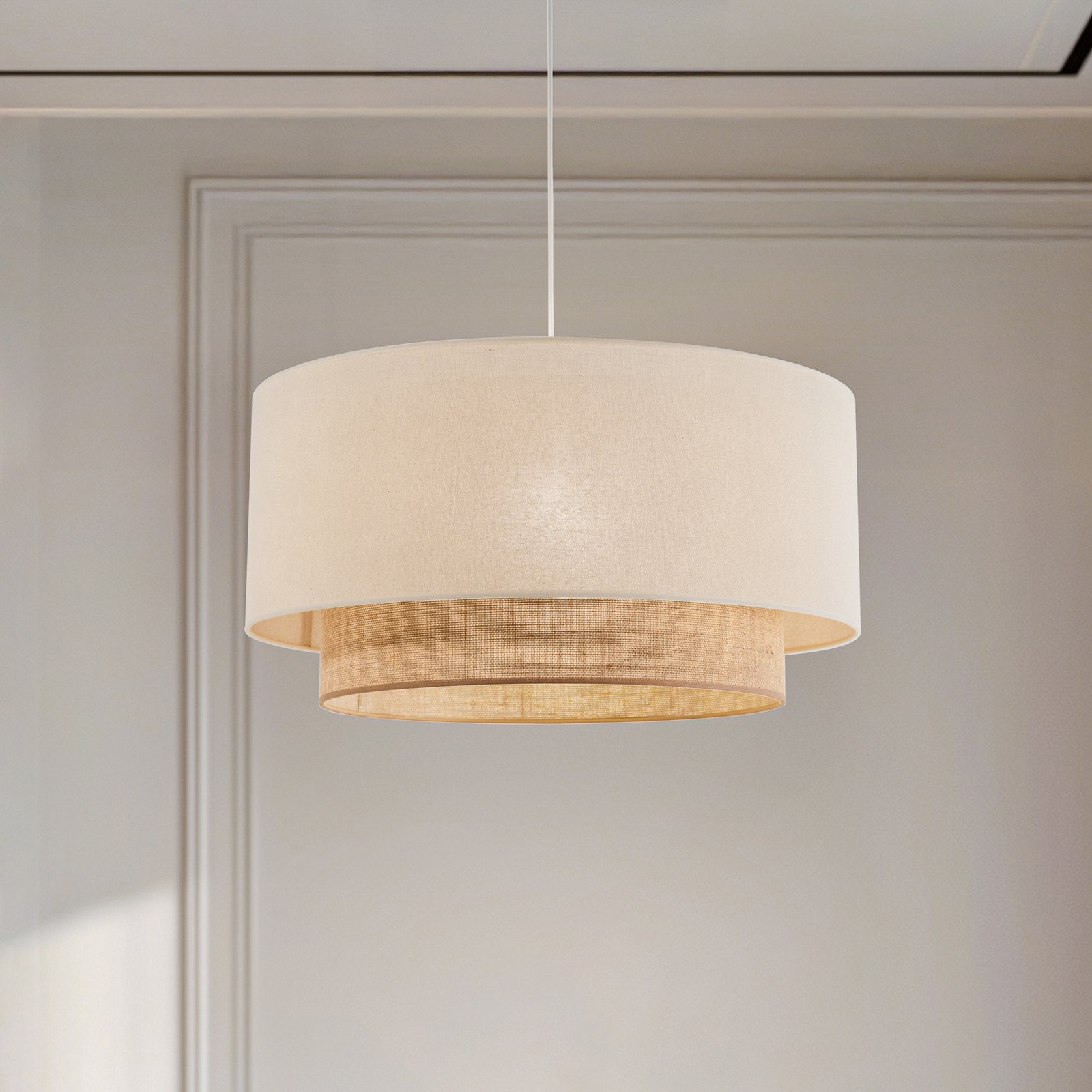 Duolla Lampă suspendată Boho Ø 60 cm 1 bec ecru/iută maro - dormitor - crem maro alb - Metal