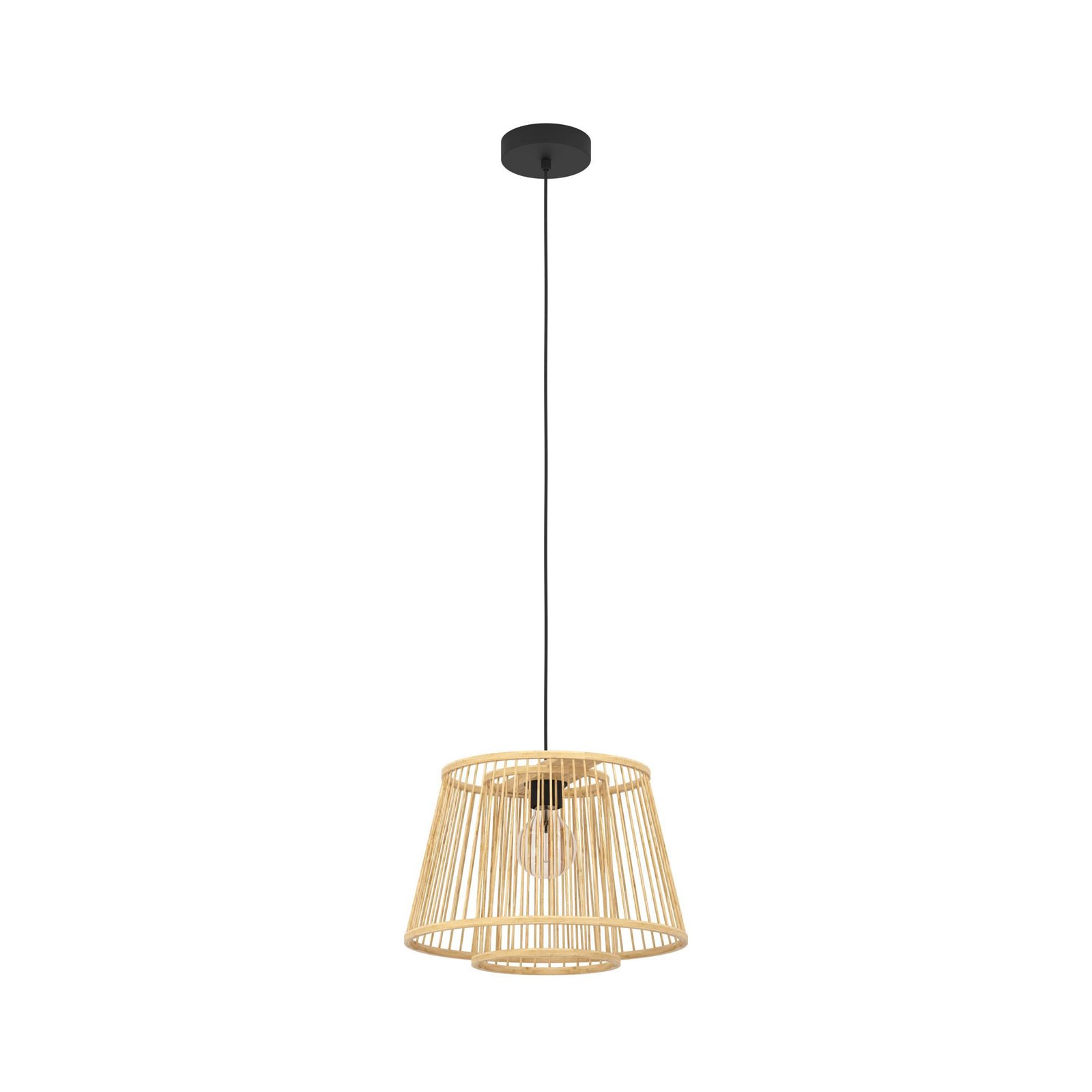 Lampă suspendată Hykeham, Ø 38 cm, naturală, bambus