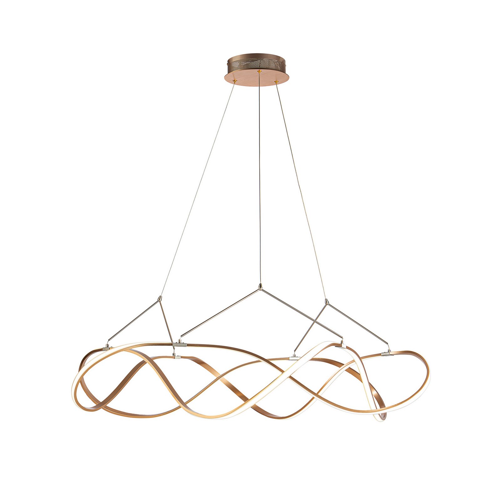LED piekaramais apgaismojums Molly, dimmējams, Ø 110 cm, rozā zelts