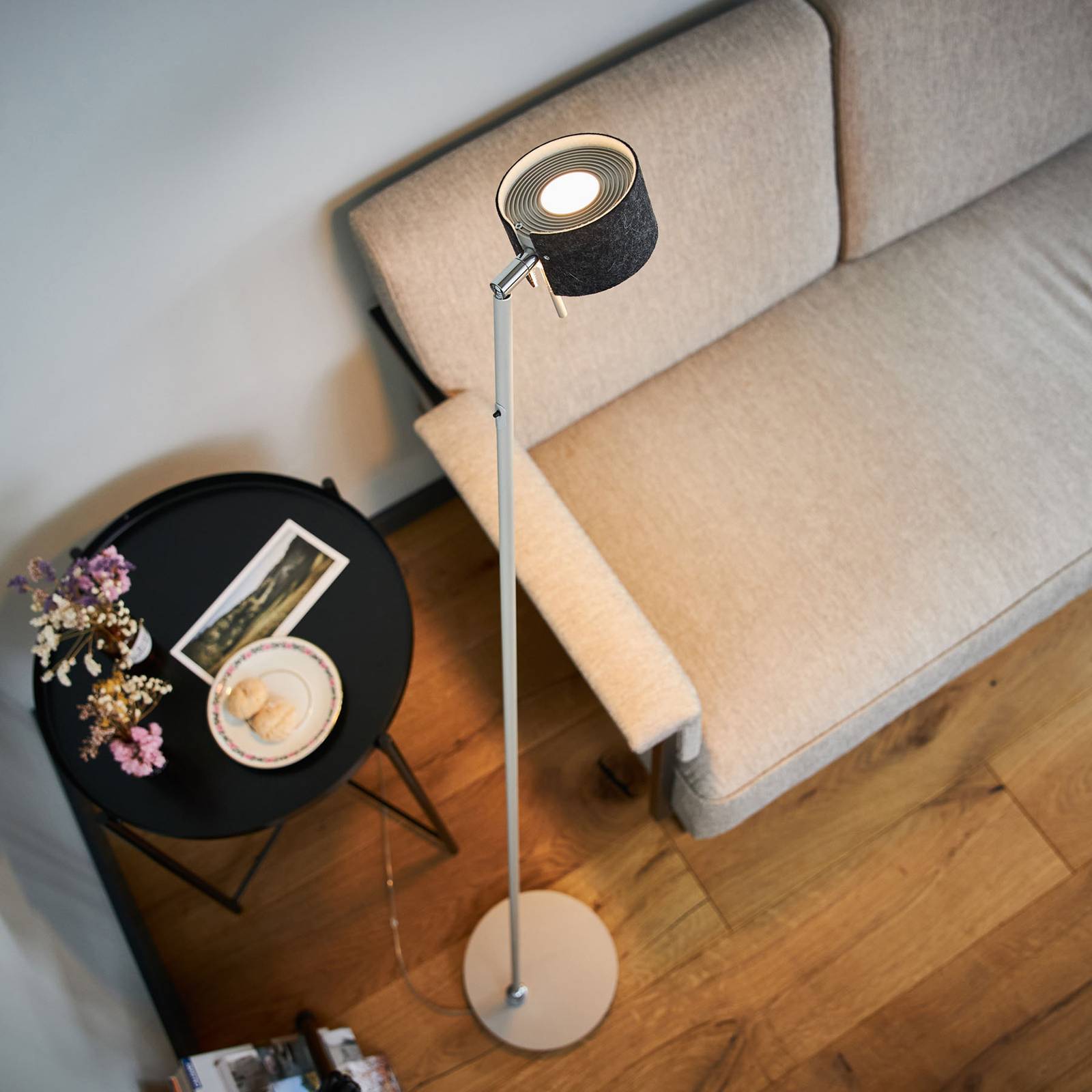 E-shop LED stojacia lampa CAI, stmievateľná, grafitová/biela