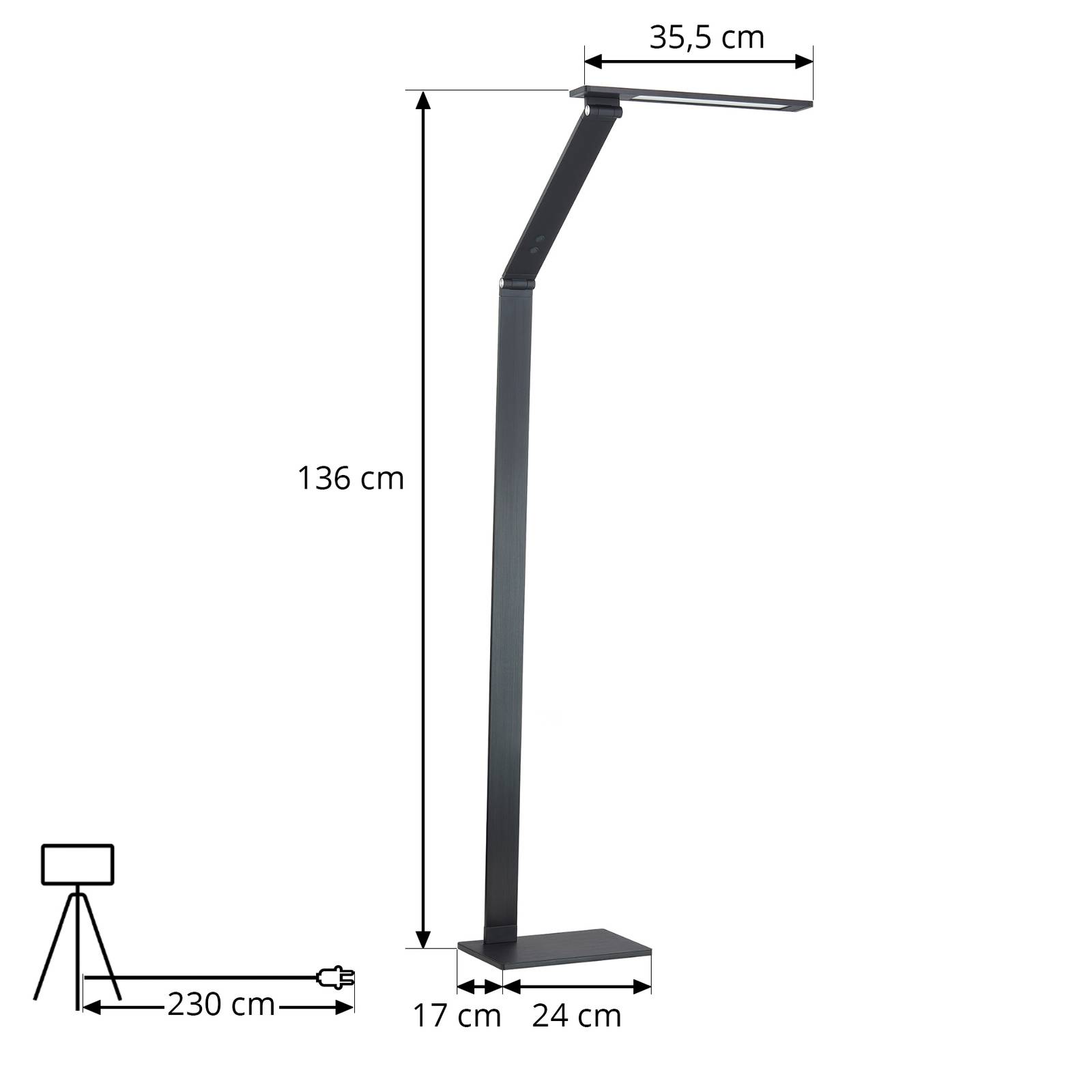 Lampa stojąca LED Salome, zmiana barwy światła