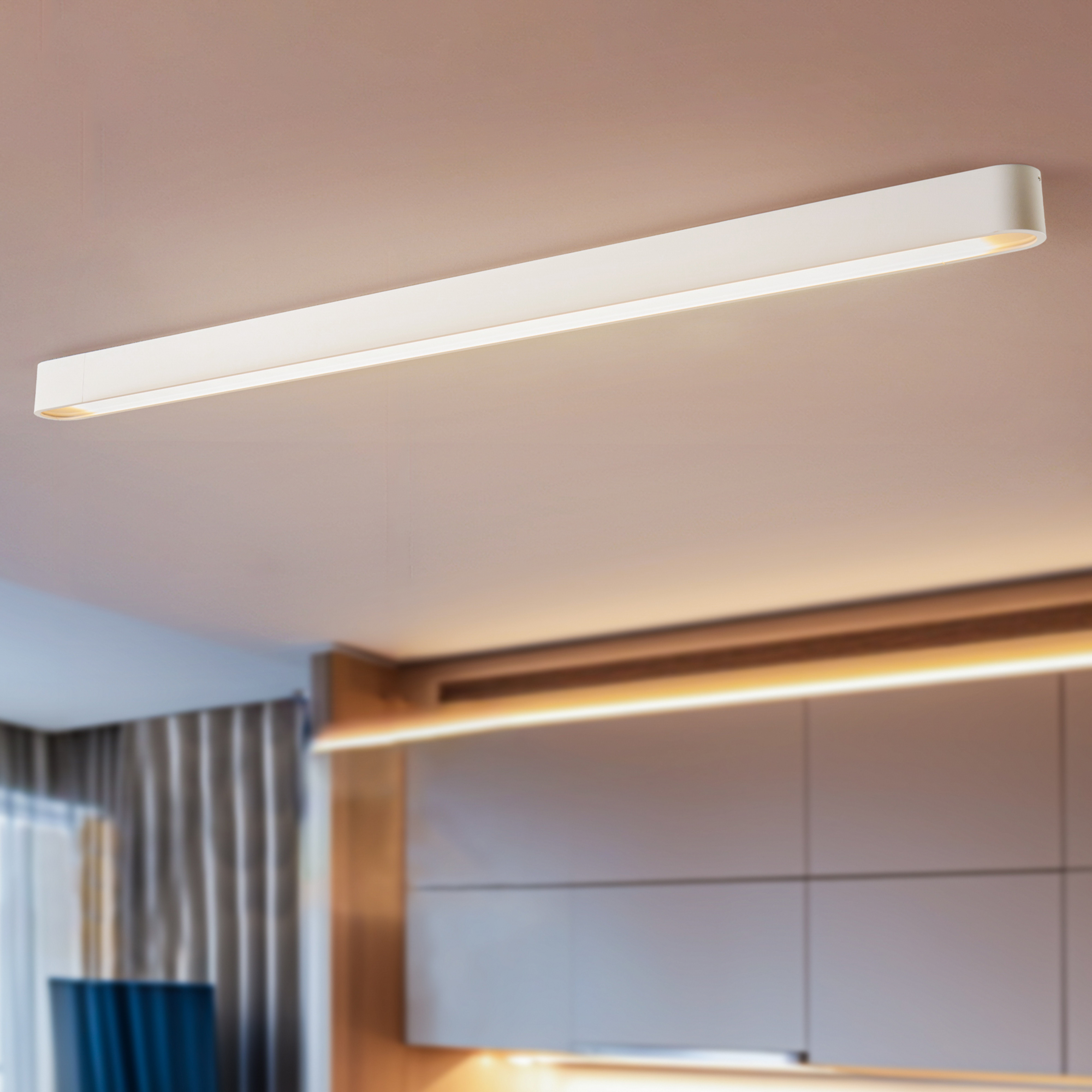 Taklampe Soft, 125 x 6 cm, hvit, aluminium, G13