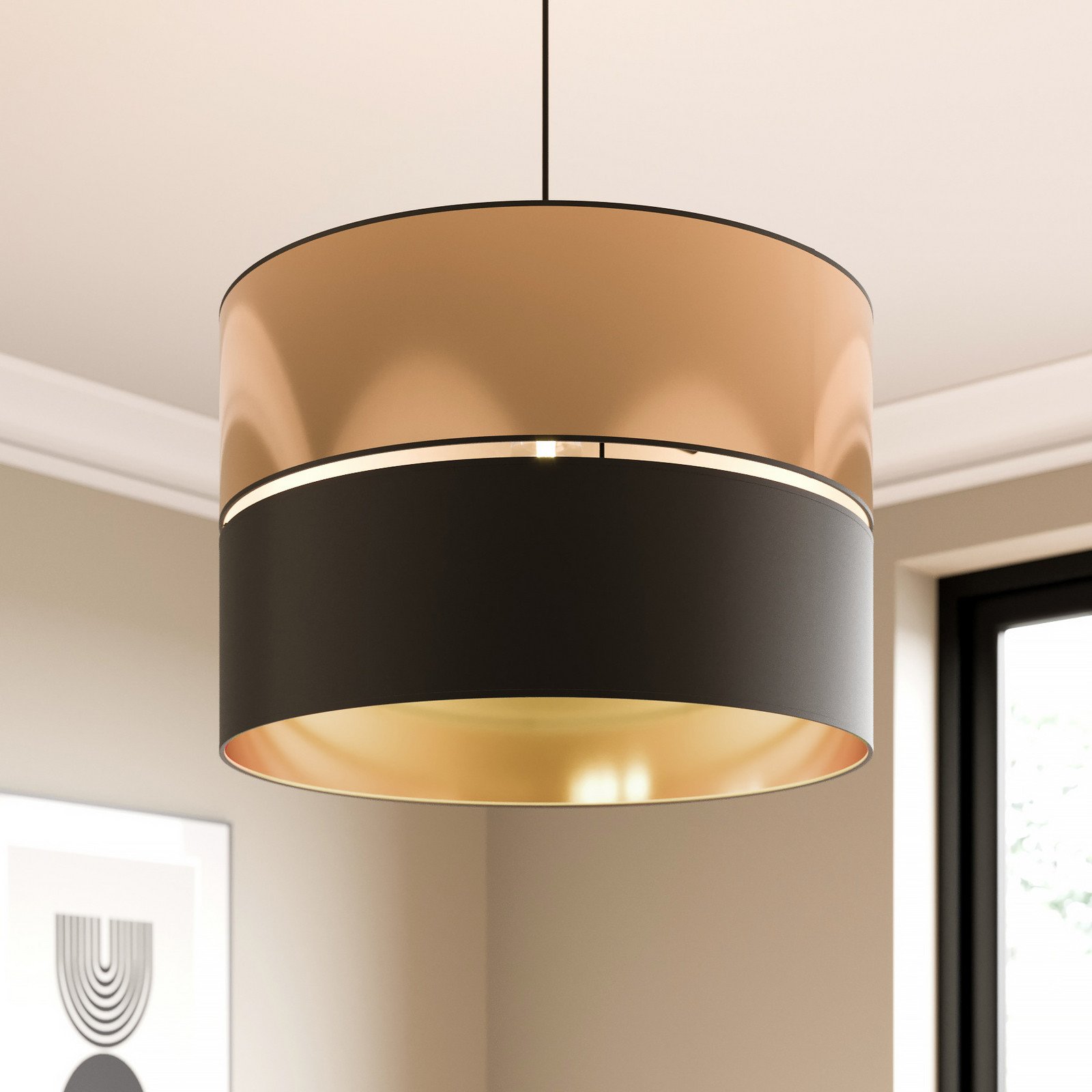 TK Lighting Lampă suspendată Hilton negru/auriu 1 bec - Camera de zi / sufragerie - Modern - negru auriu - Metal