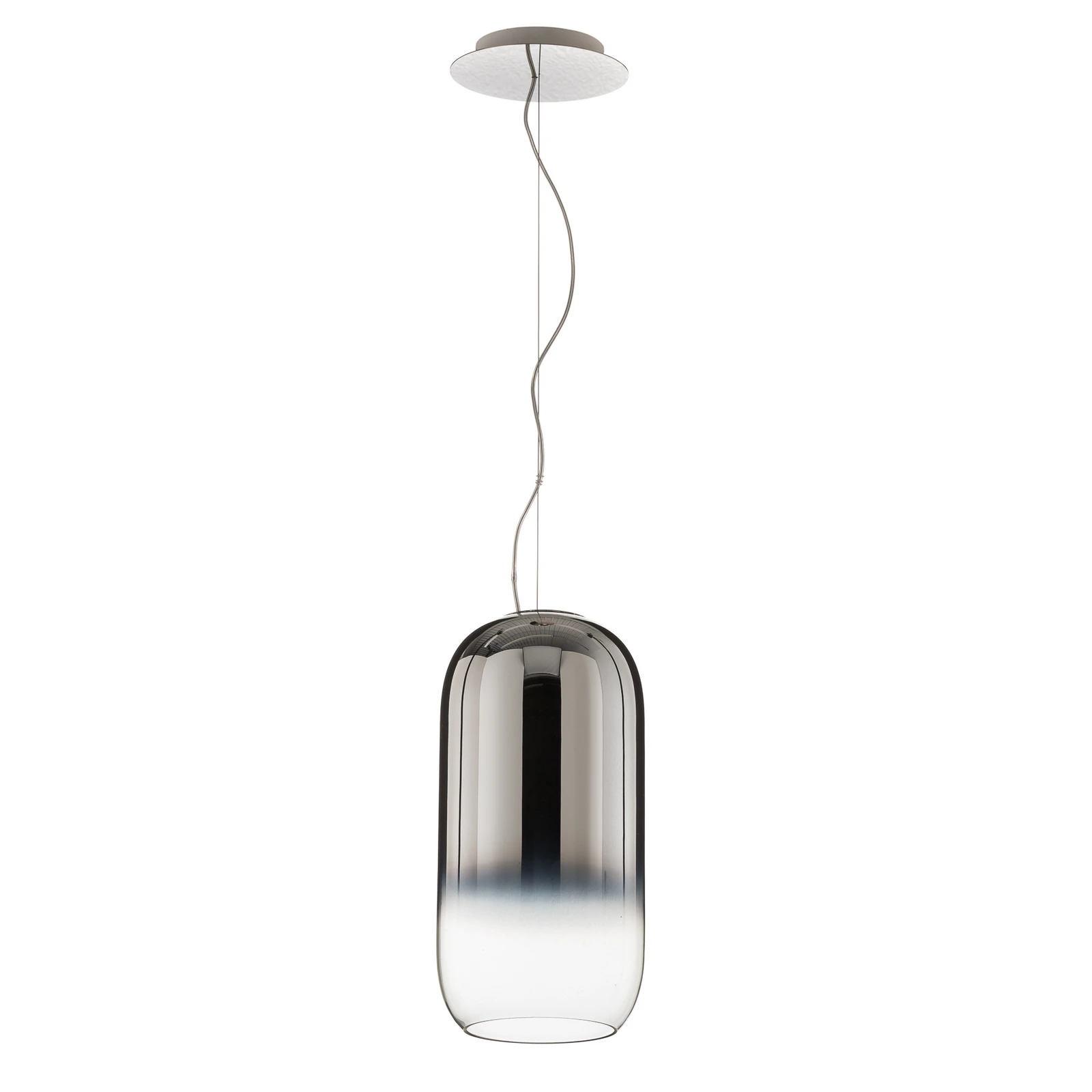 Artemide Gople glass pendant light, silver/silver