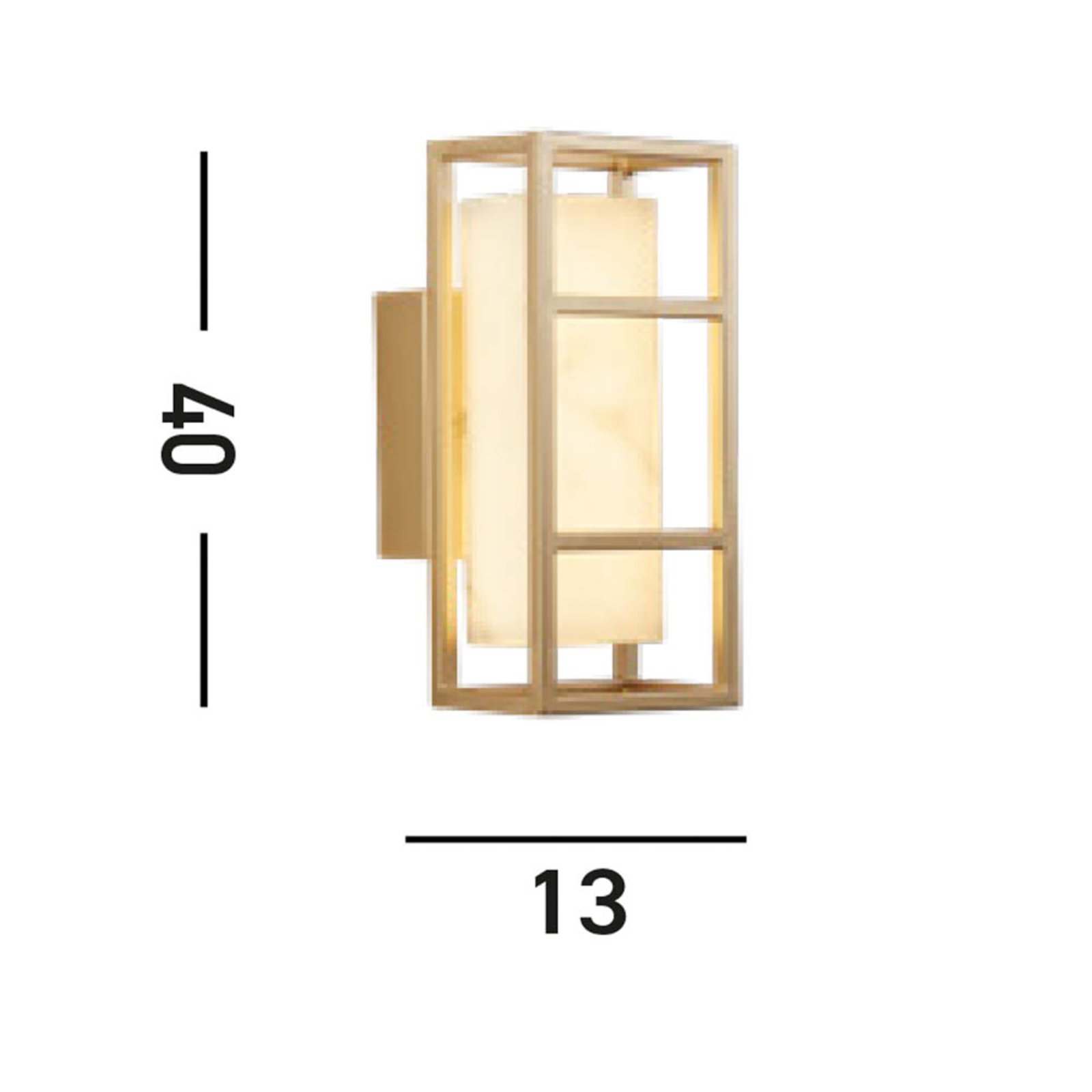 Mirage LED-seinävalaisin, korkeus 40 cm, kultainen, teräs, IP44