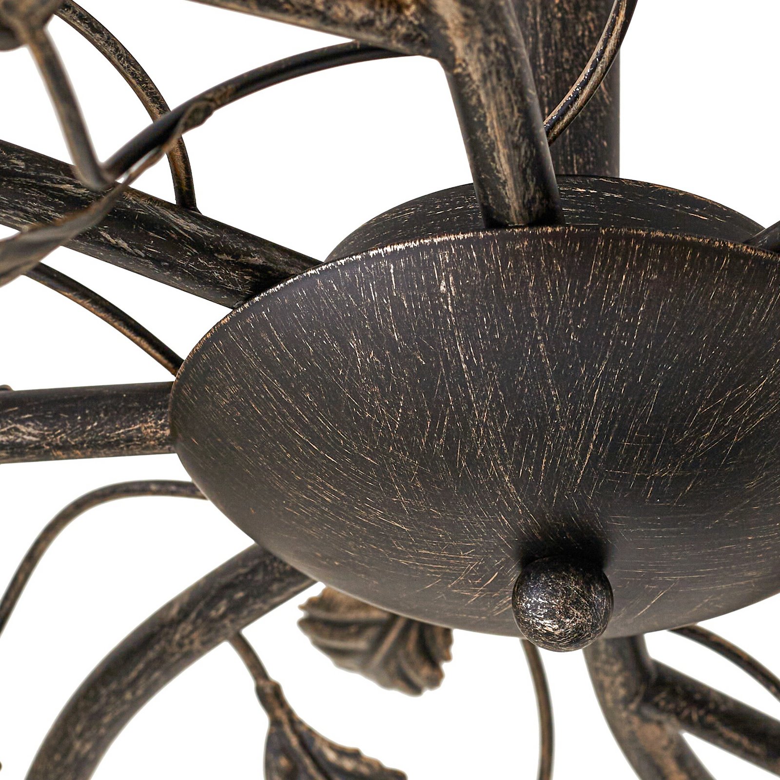 Lindby loftlampe Yos, 8 lyskilder, 85 cm, sort-guld, E14