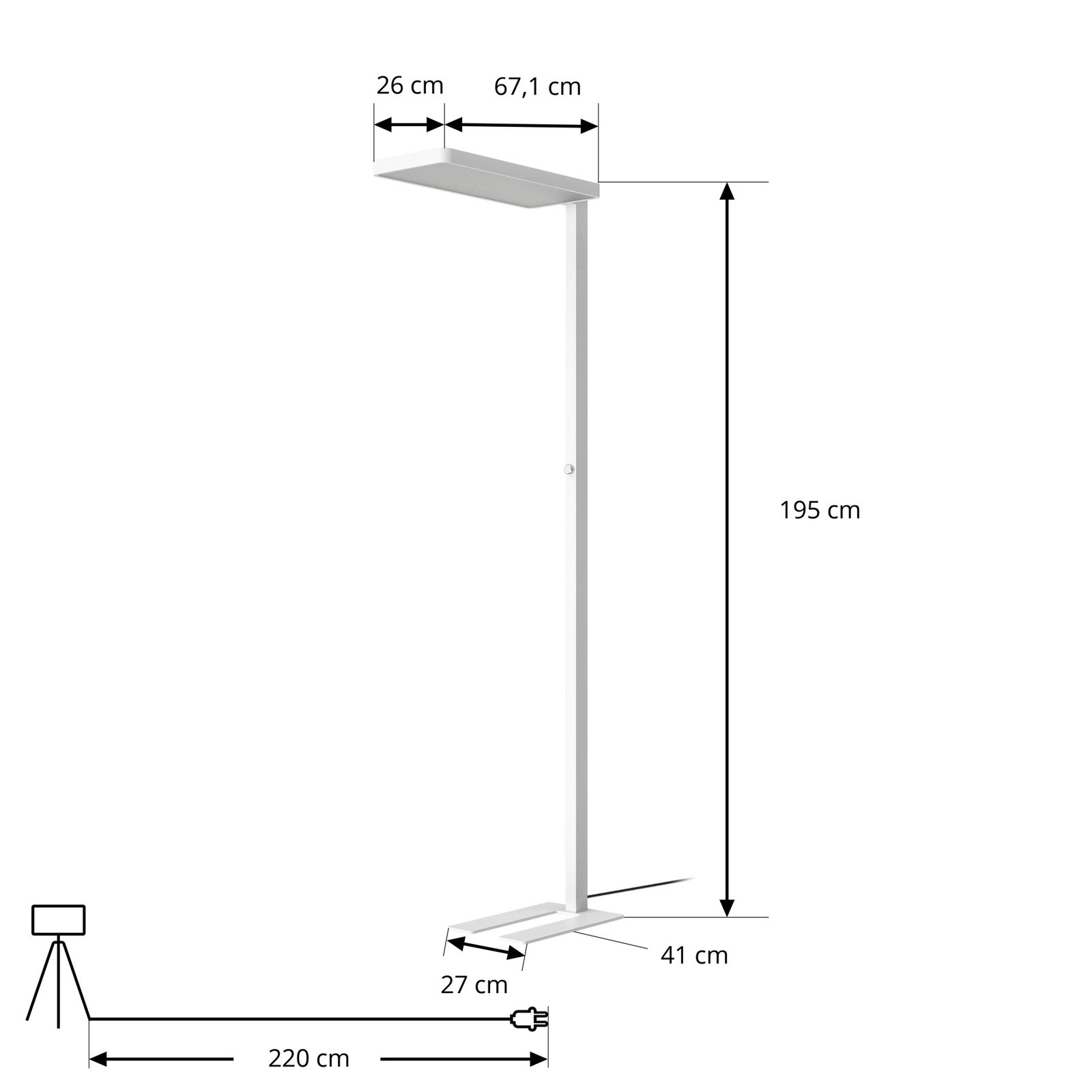 Arcchio LED floor lamp Timon, 54W, white, height 195 cm,