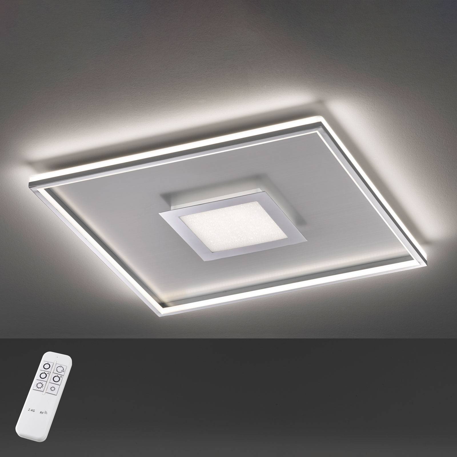 LED plafondlamp Bug vierkant, chroom 60x60cm