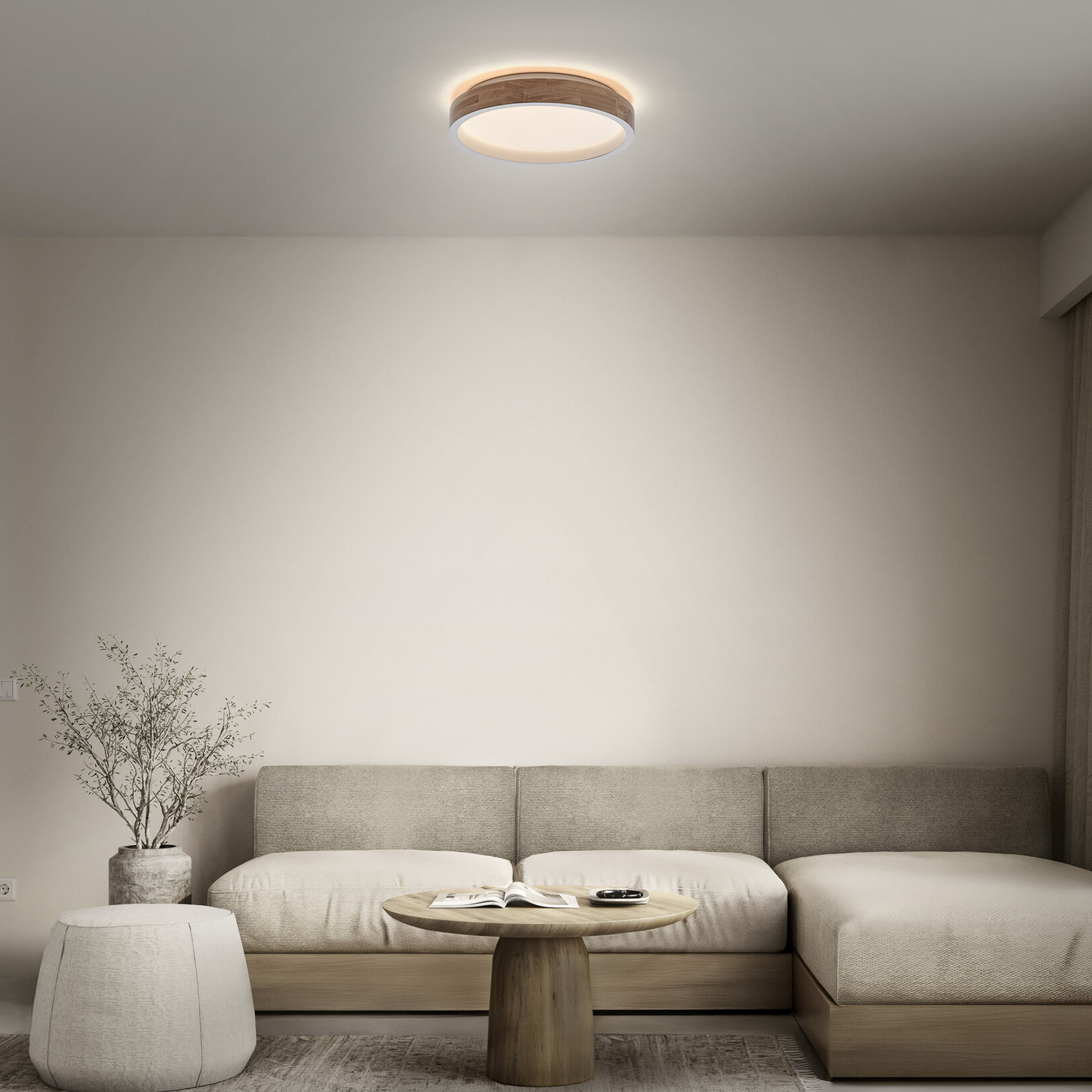 Φωτιστικό οροφής LED OSRAM ORBIS MARIANO, ξύλο/λευκό, Ø 41 cm, ρυθμιζόμενη Φωτιστικό οροφής LED OSRAM ORBIS MARIANO, ξύλο/λευκό, Ø 41 cm, ρυθμιζόμενη