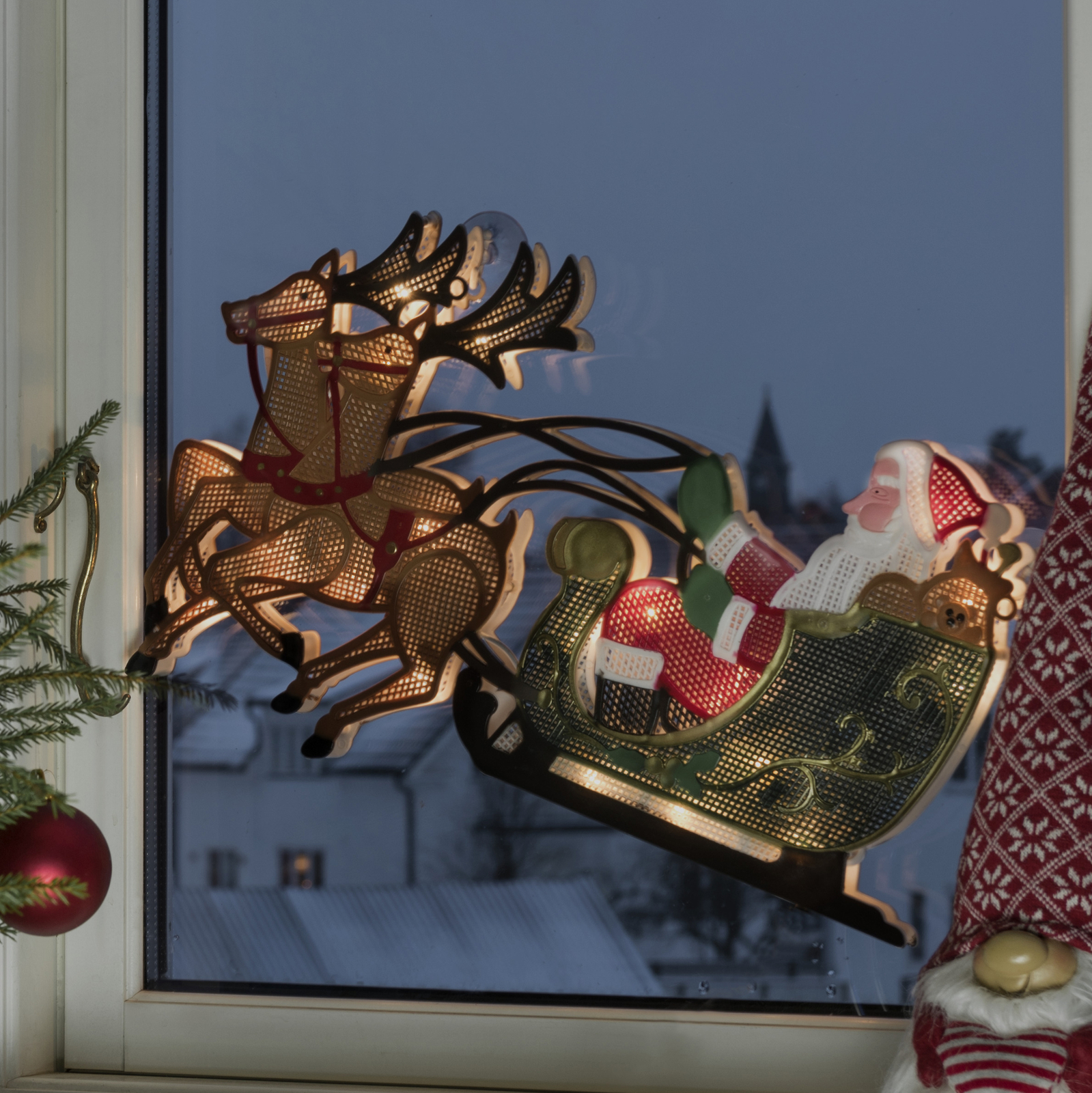 Rendier met Kerstman LED raamversiering Lampen24.be
