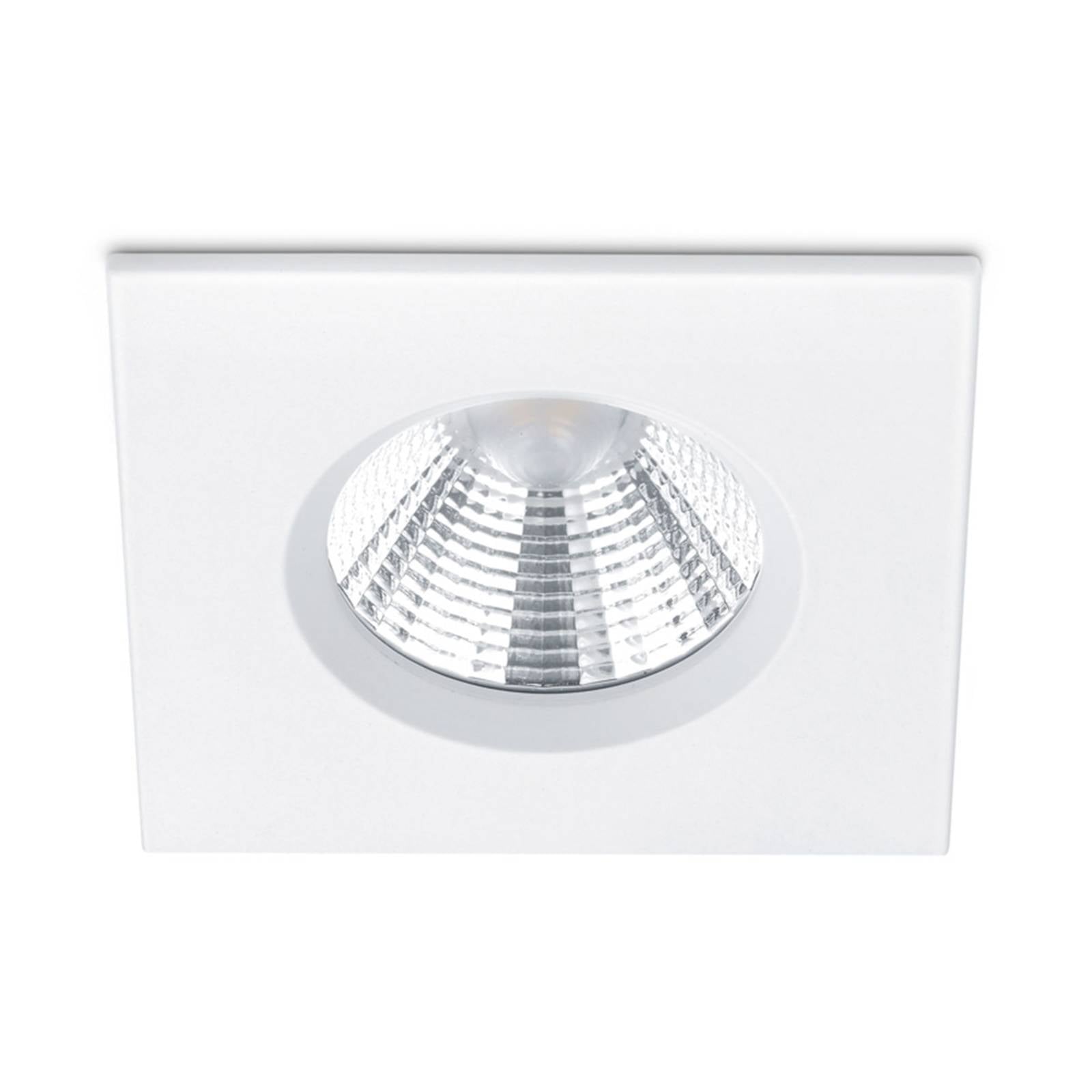 Eckiger LED-Einbauspot Zagros IP65 in mattem Weiß