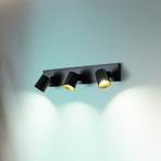 Spot Modo, 3 lampes, noir, anneaux décoratifs, GU10, aluminium