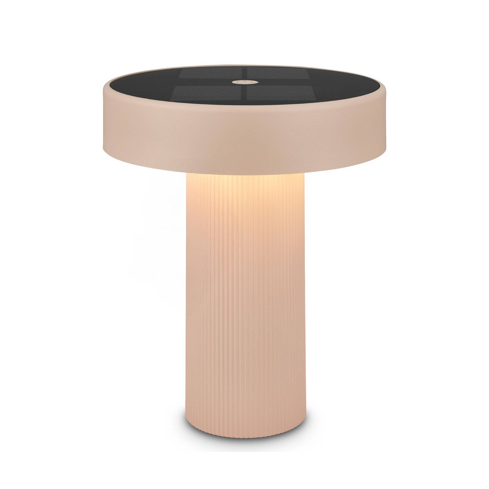 LED-Akku-Solar-Tischleuchte Poga, beige, Kunststoff, IP44