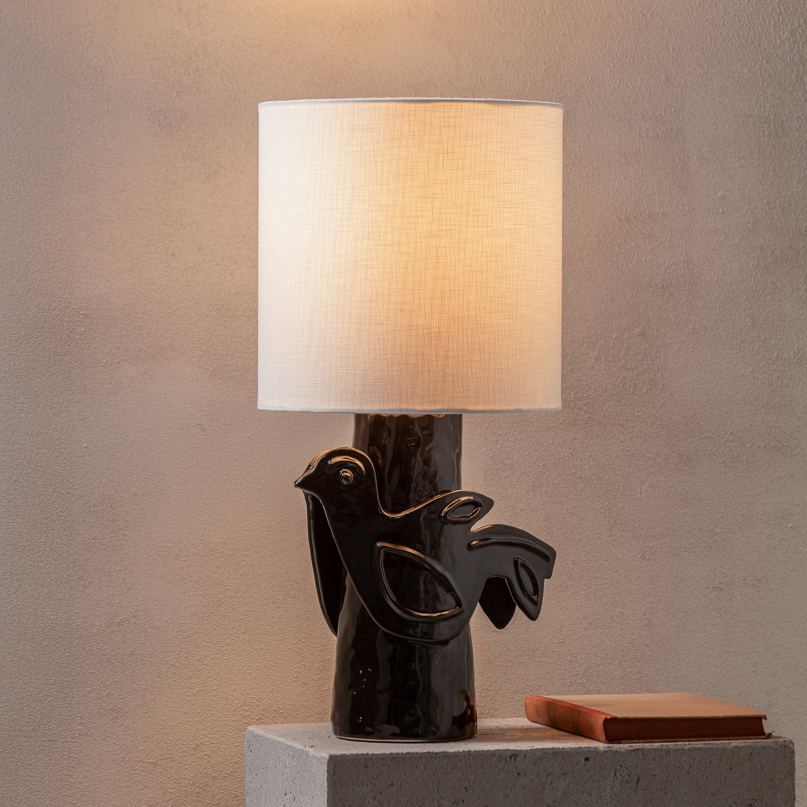 BLACK/BEIGE PALOMA bordlampe, steingods, tekstil, høyde 52 cm, E27 – Serax - Stue - Design - Keramikk - Med en lyskilde