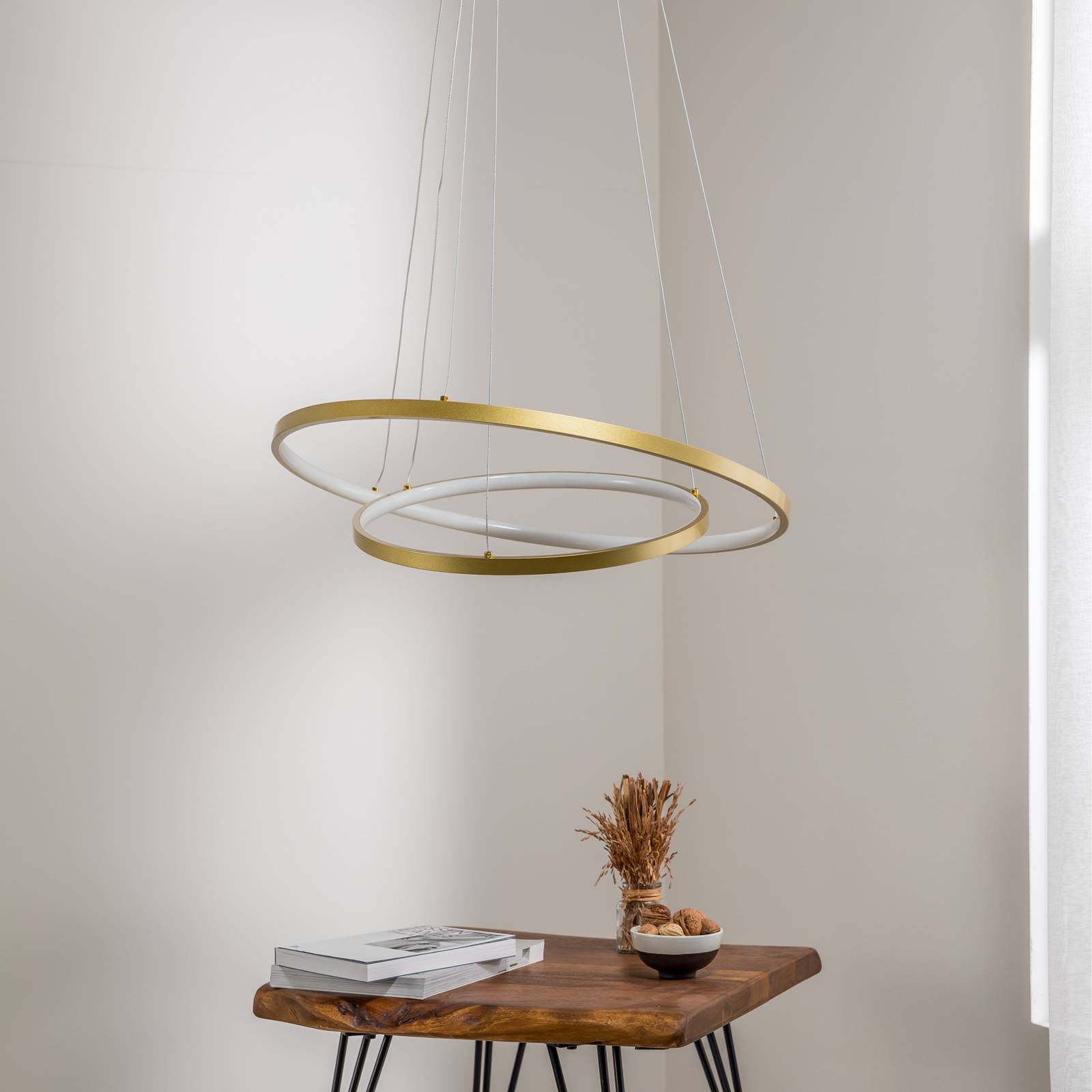 Lampa wisząca HOOP LED, 51 W, Ø 60 cm, 4000 K, złota