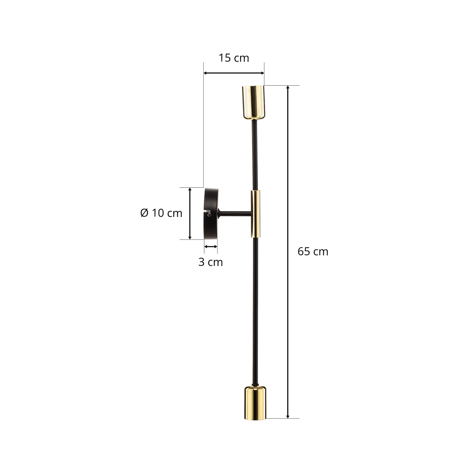 Wandleuchte Ilia, schwarz/gold, zweiflammig