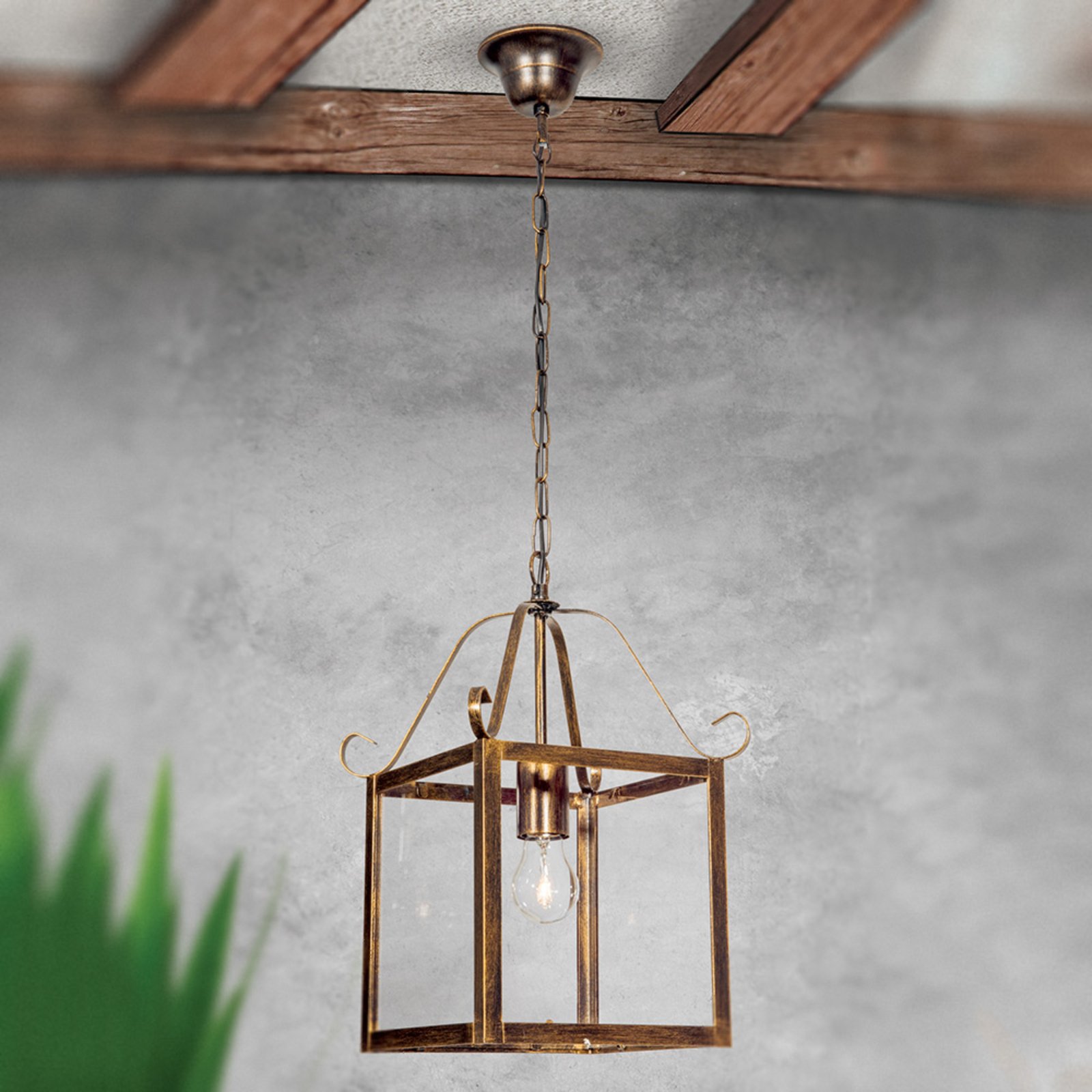 Prachtige hanglamp FALOTTA, rechthoekig, 1-l.