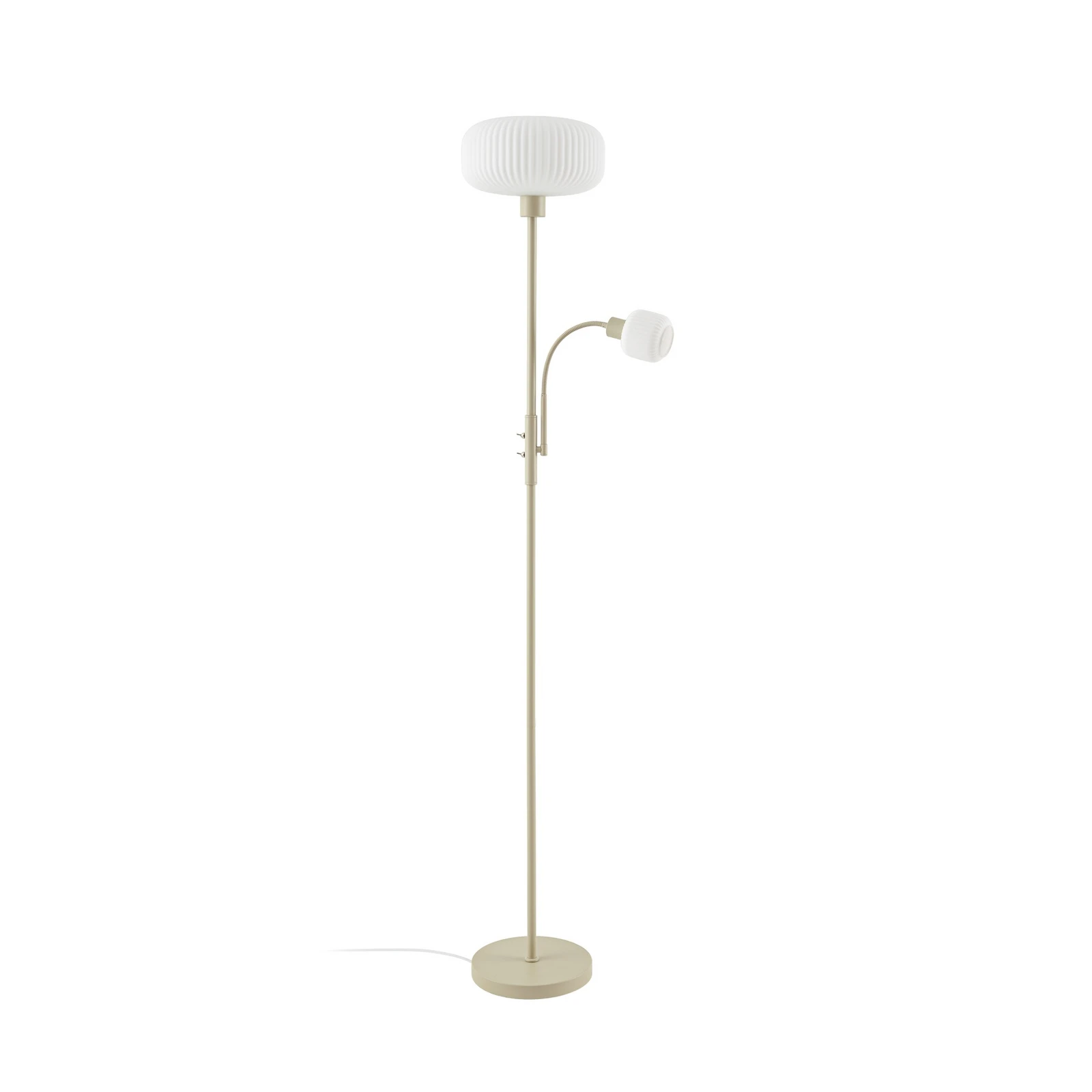 Lindby Ingrid floor lamp, beige/white, 175 cm, reading light