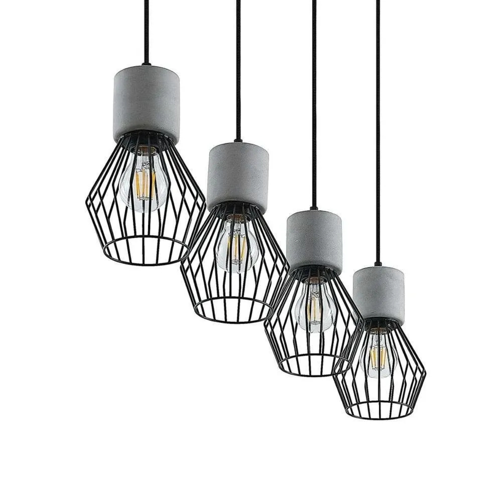Tamalin 4 Pendant Black/Concrete - Lindby