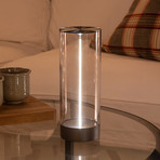 LED tafellamp Edison, hoogte 24 cm, grijs/helder, IP54