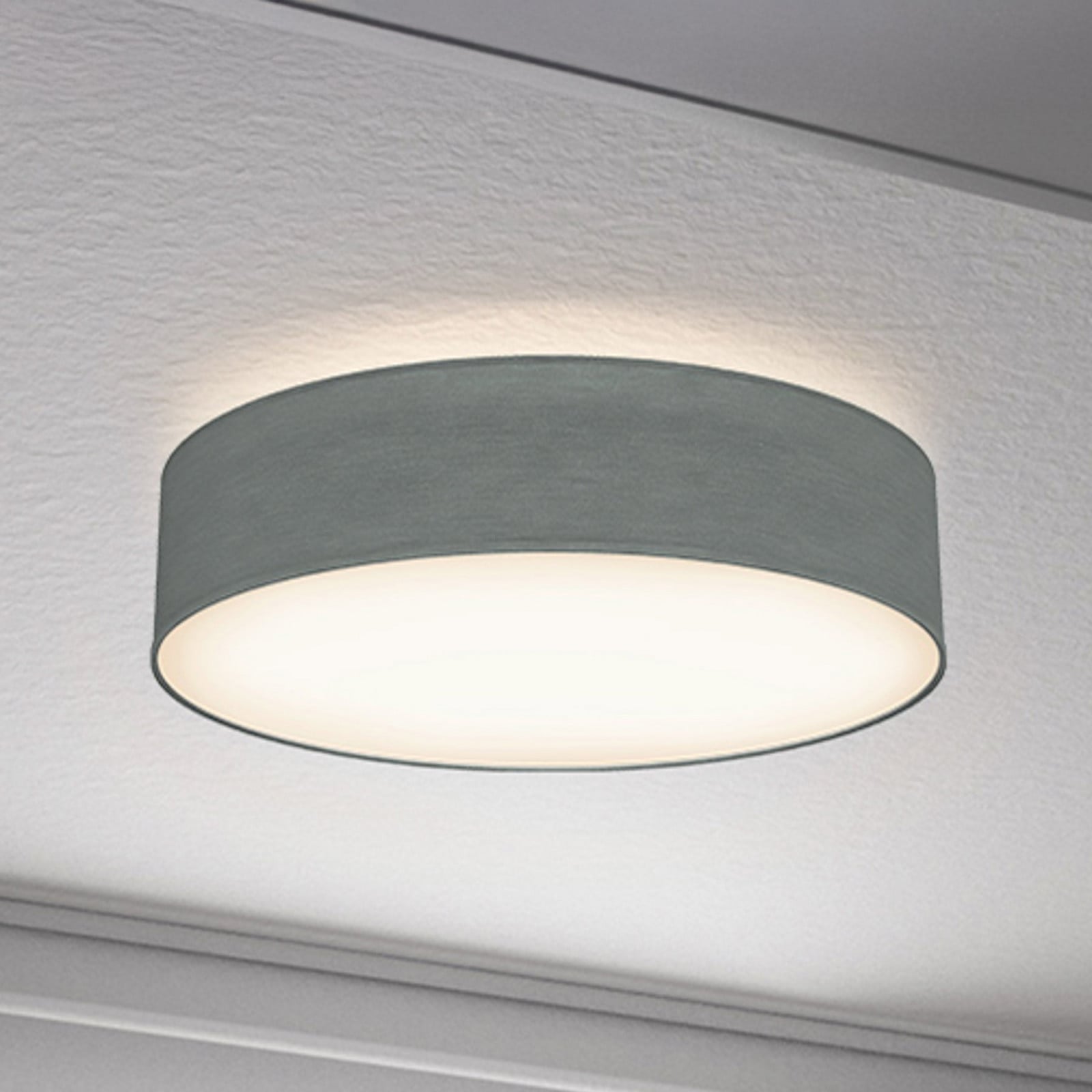 B.K. Licht Plafonieră Litora gri Ø 38 cm textil E27 - Camera de zi / sufragerie - Țesătură / Textil