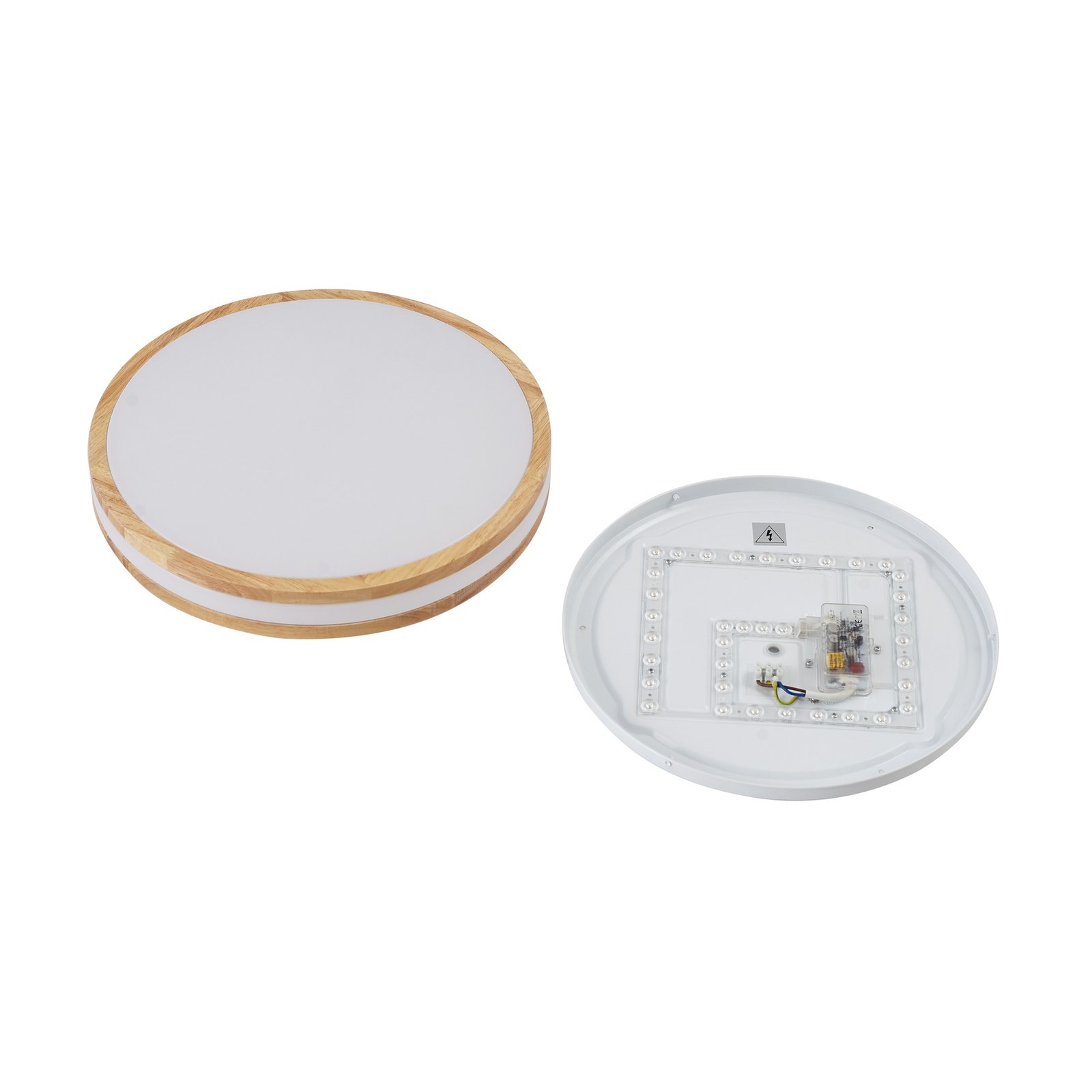 Lindby Candeeiro de teto LED Emiva, Ø 39,5 cm, CCT, madeira