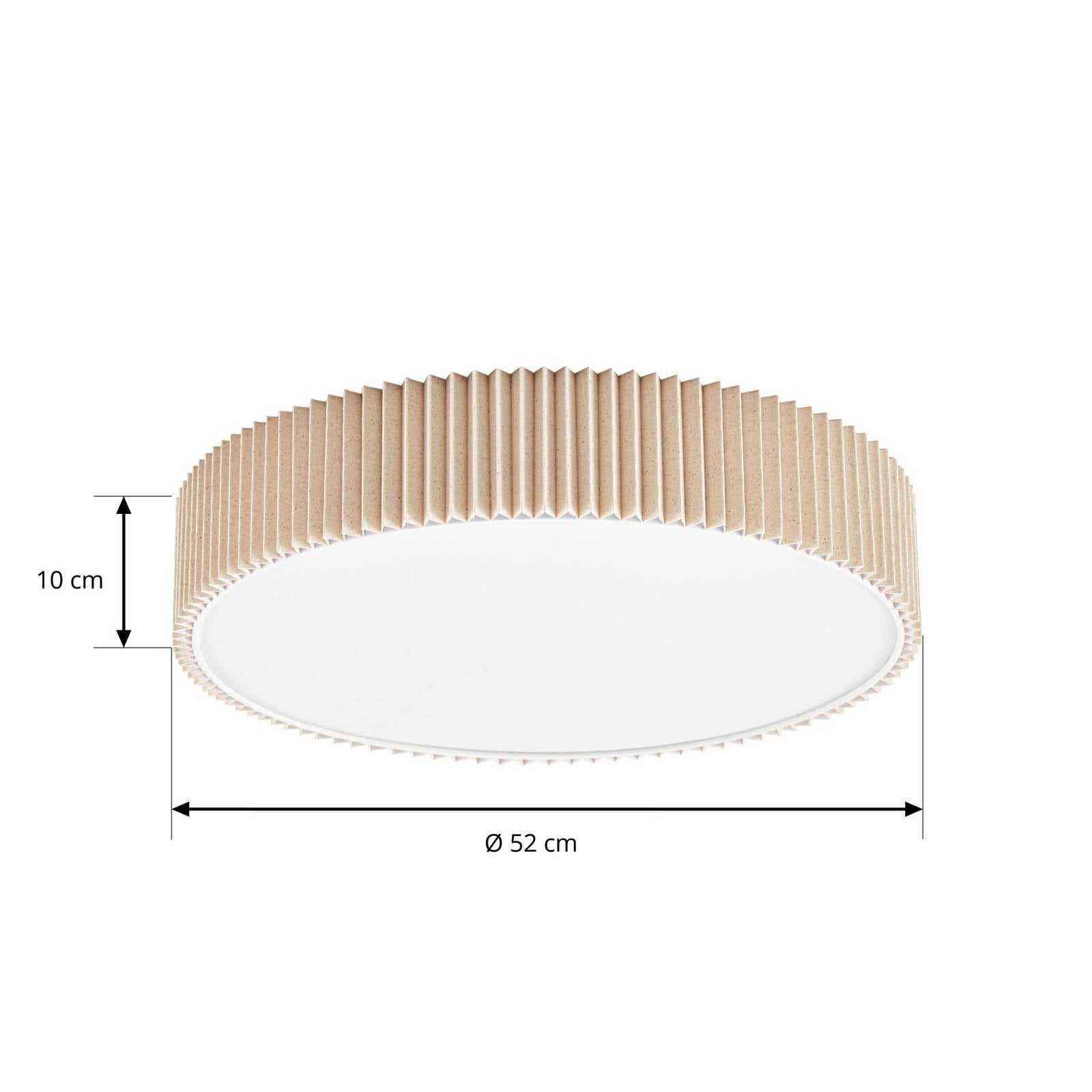 Lampa sufitowa Lindby Zoey, Ø 52 cm, beżowa, z lenu