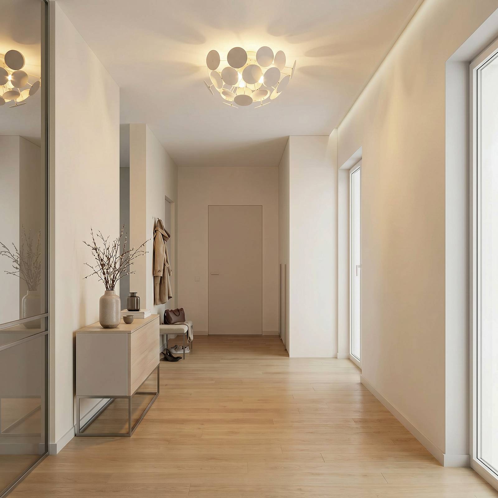 Lindby Kinan plafondlamp, Ø 54 cm, wit, metaal, E14