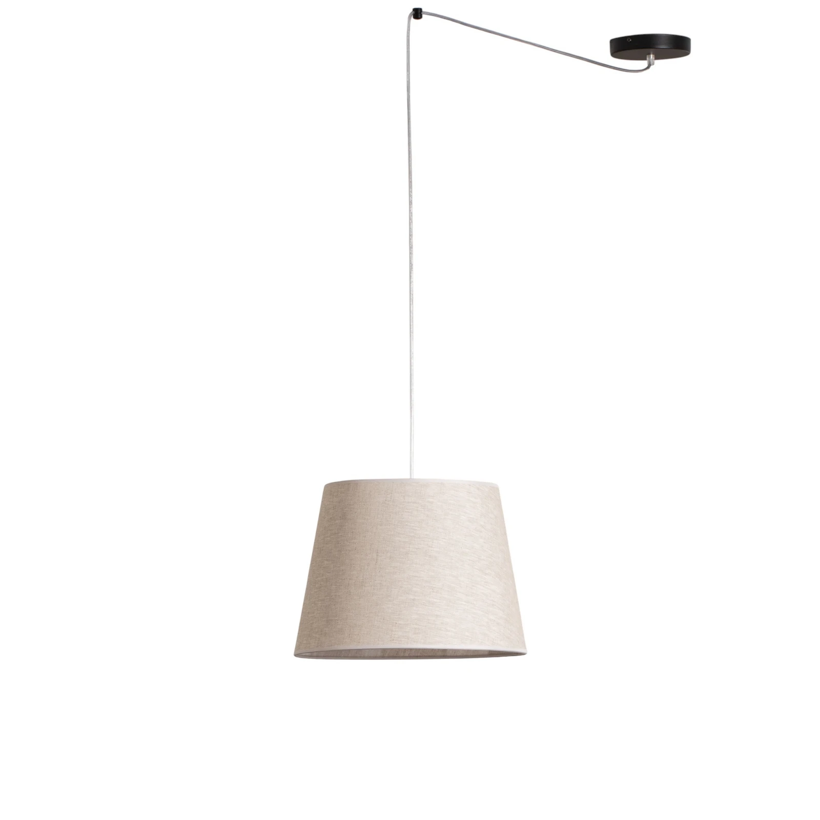 Candeeiro suspenso Ascot, bege, Ø 38 cm, tecido, descentralizado