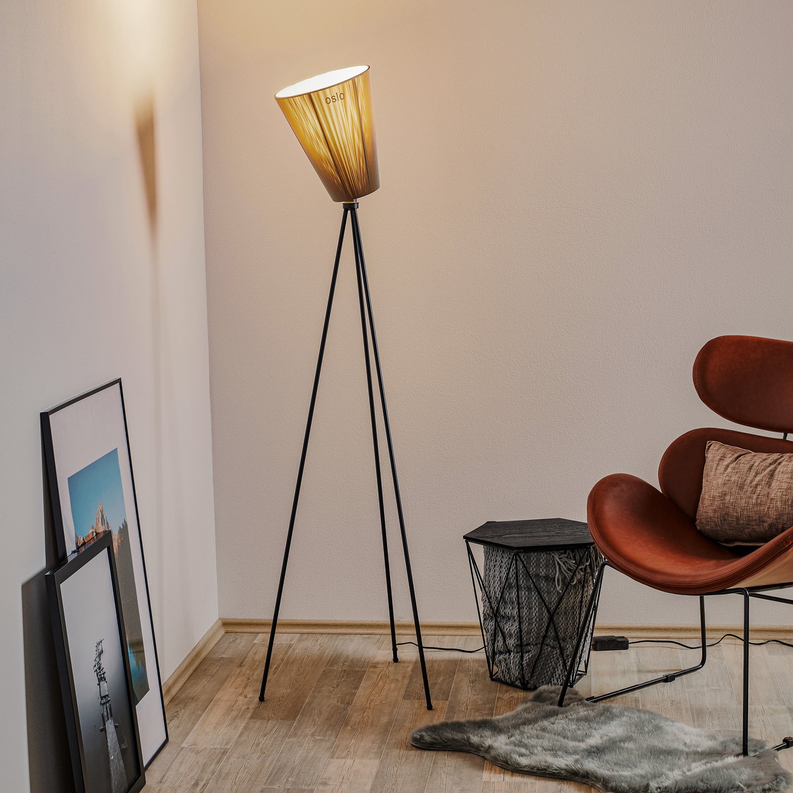 Oslo Wood Lampadaire Noir/Beige - Northern
