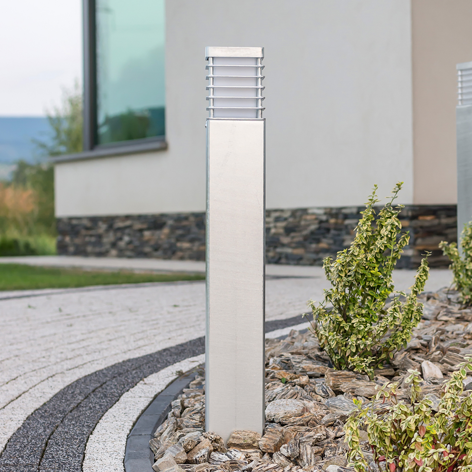 Lampă LED stâlpișor Halmstad, 85 cm, aluminiu, 8,5 W, cu ancoră de fixare în