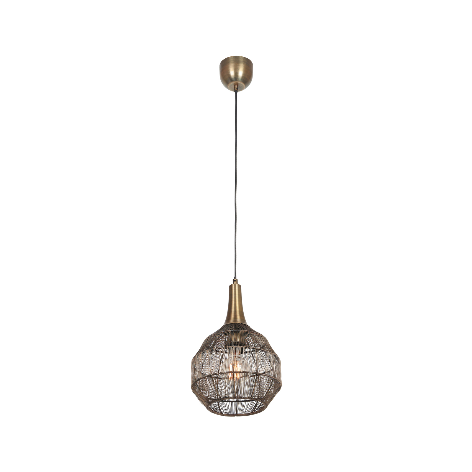 Soraya pendant light, Ø 26 cm, metal, antique brass, spherical shape